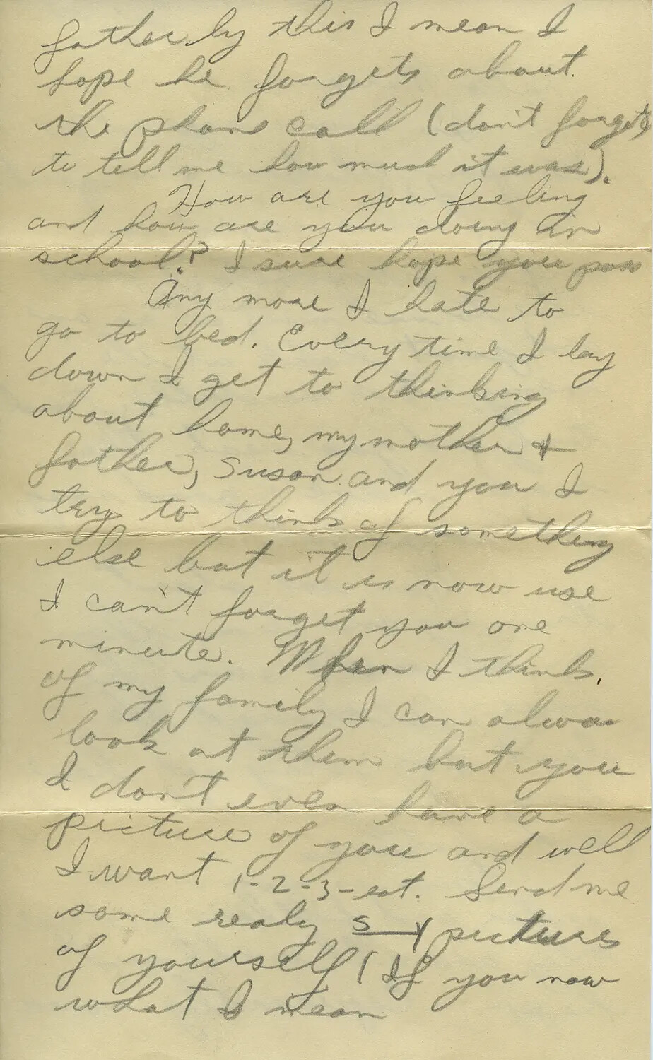 Handwritten WWII Letter Page (Continuation), Moon-Sammiet Correspondence Collection