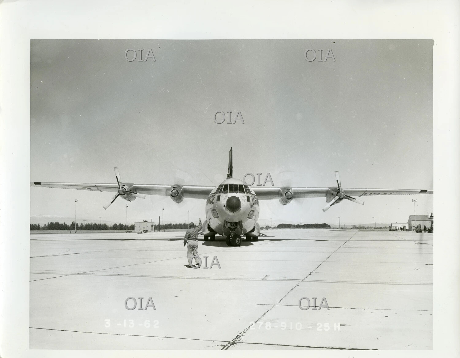 Lockheed C-130 Hercules, Head-On View on Ramp - USAF, Dated 3-13-62