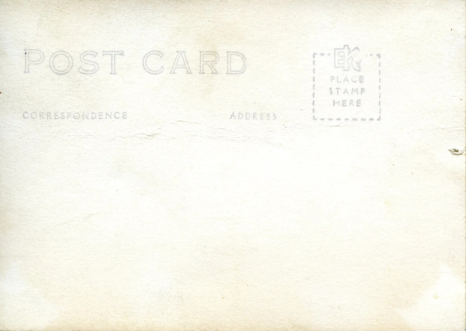 Reverse of Real-Photo Postcard (RPPC) Stock, Blank Correspondence Side