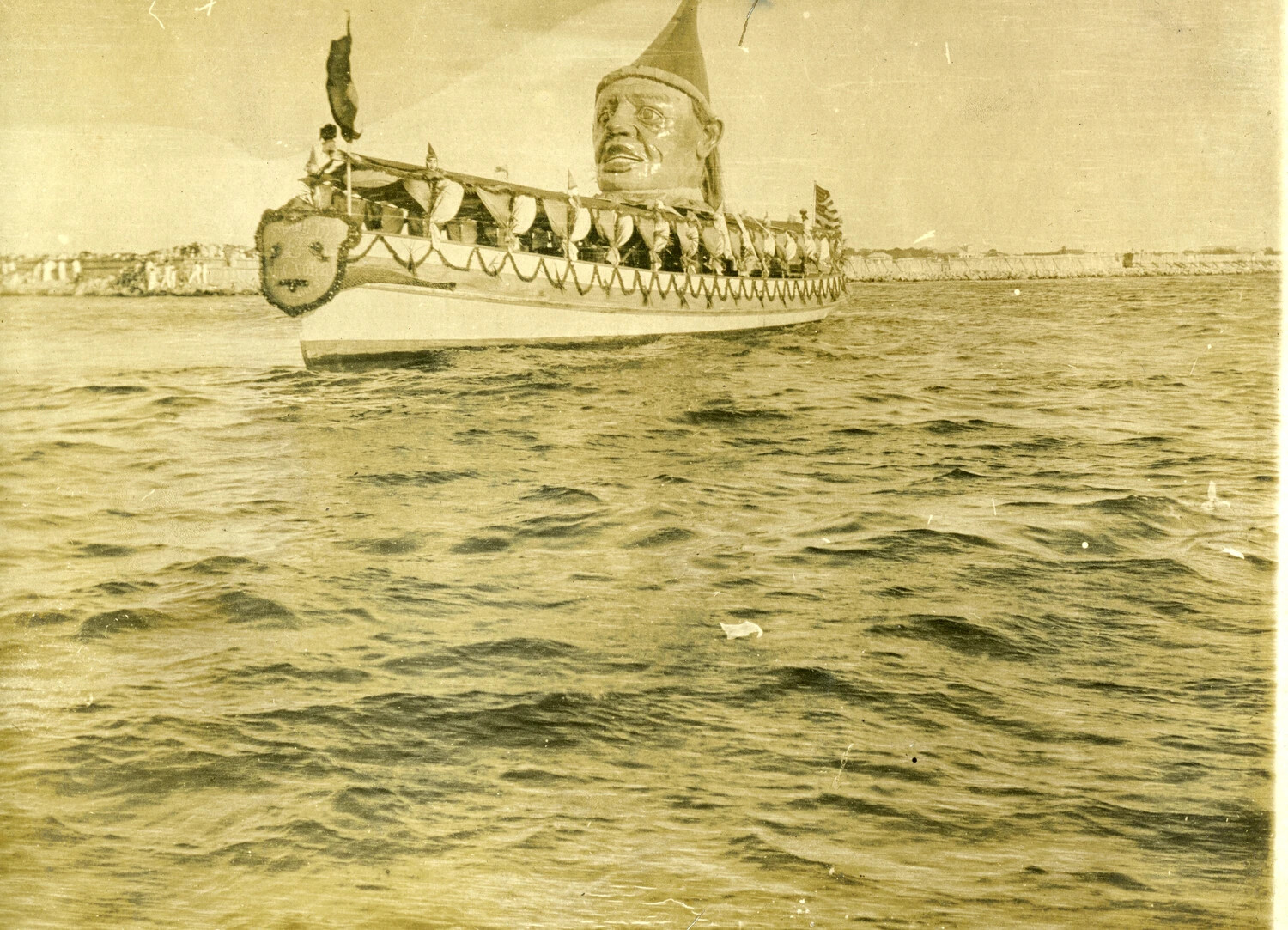 Decorated U.S. Navy Ship's Boat with Ceremonial Figurehead, Philippines, Early 1900s