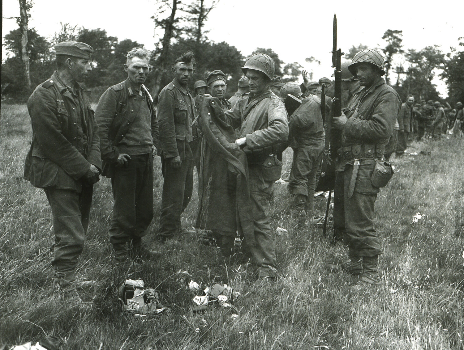 German Prisoners of War Searched by American Infantry, Normandy, France
