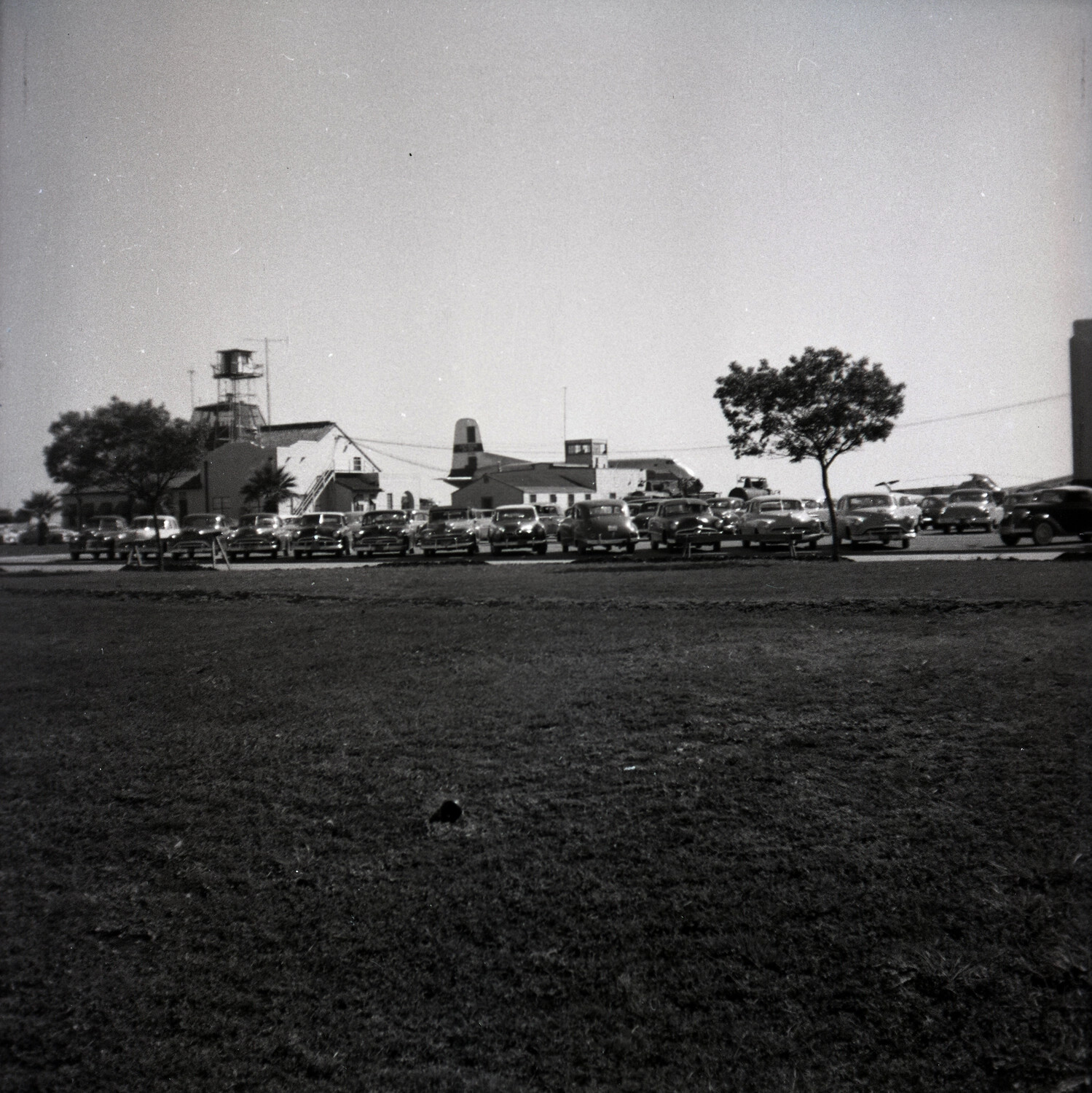 Flight Line and Parking Area with Control Tower, USAF Base, 1950s