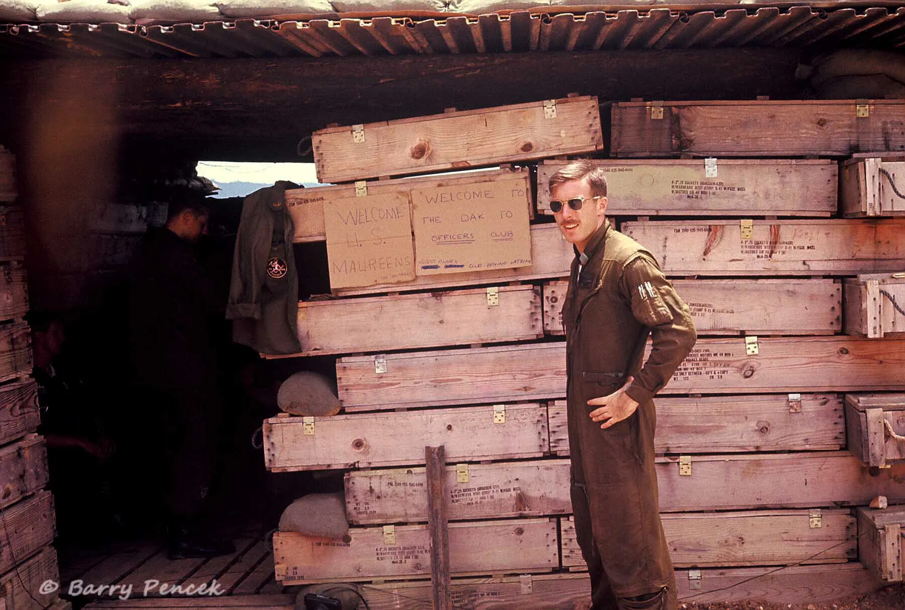 USAF Pilot at 'Dak To Officers Club' Bunker, Vietnam