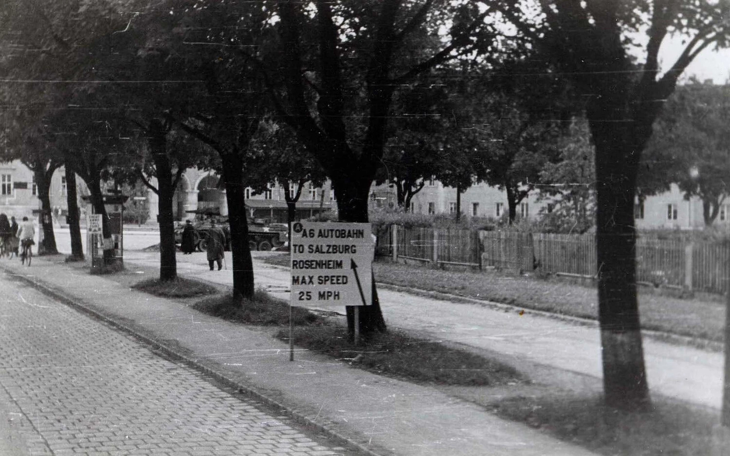 US Army Road Sign to Salzburg and Rosenheim, Occupied Germany/Austria, 1945