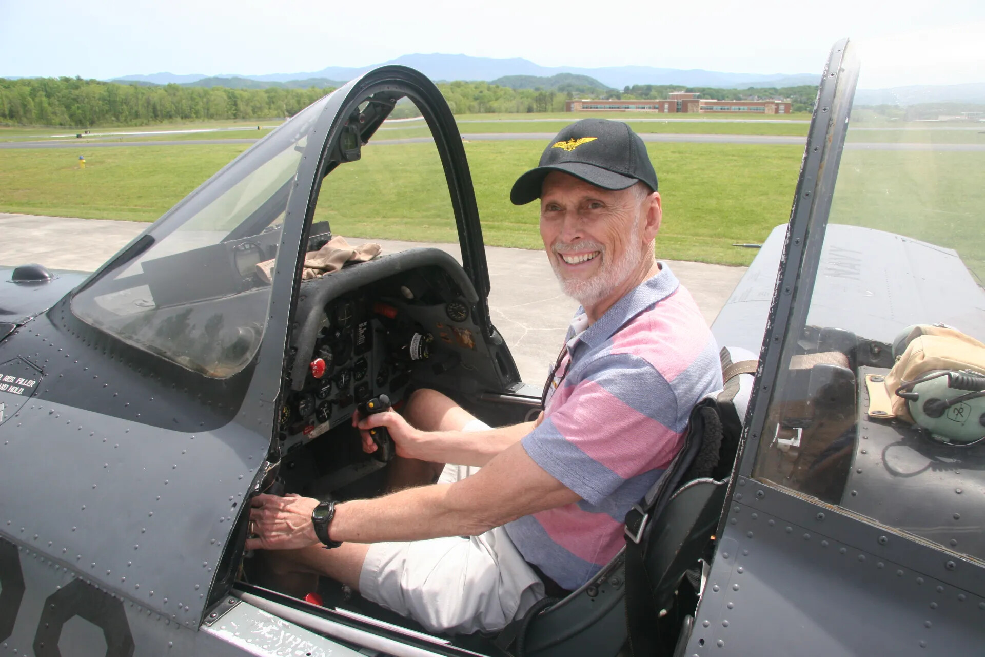 Veteran Seated in Vintage Warbird Cockpit, 2016 Tailwind Reunion Event
