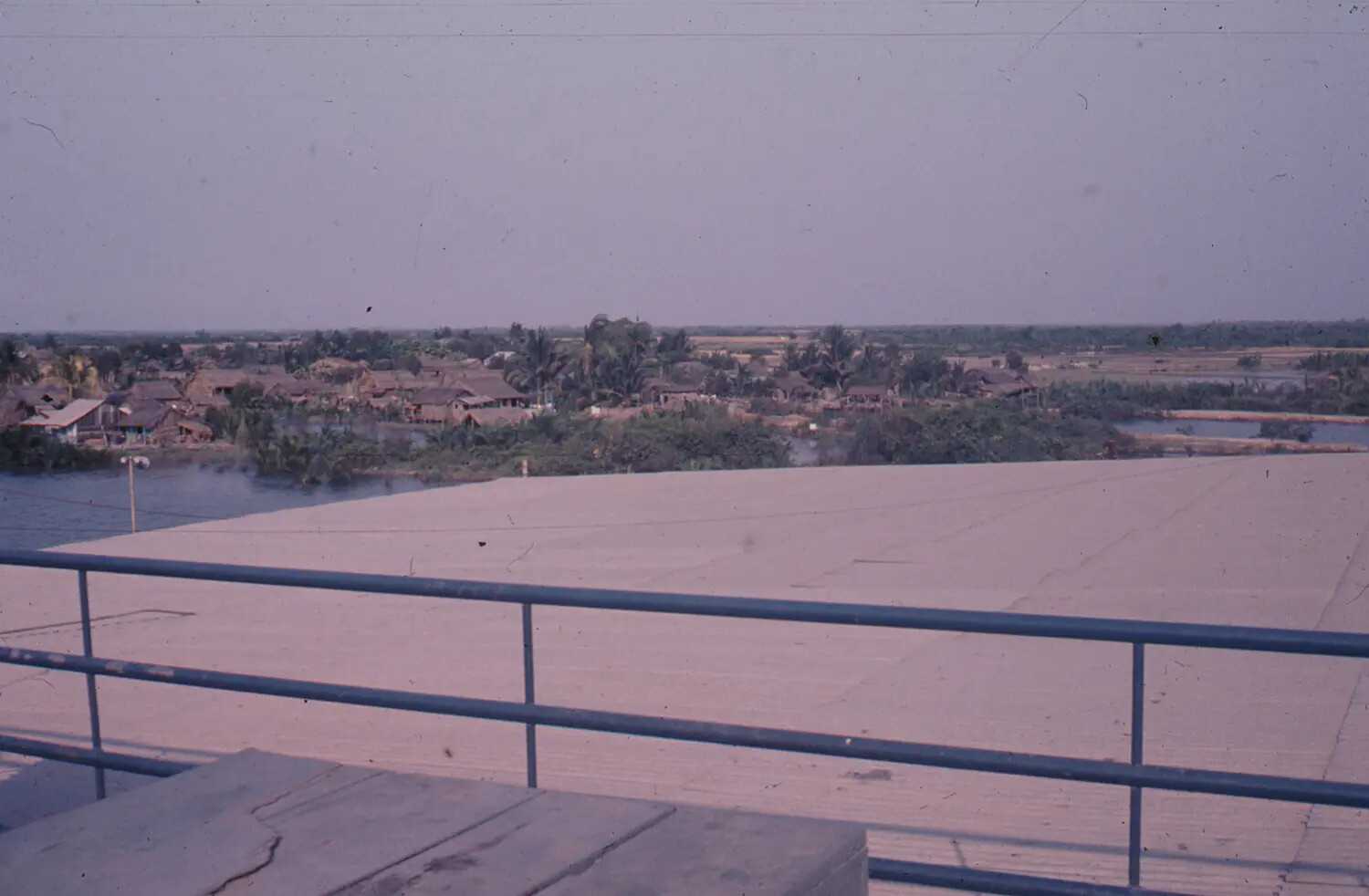 Elevated View of Vietnamese Village Along Waterway During Tet Offensive, 1968