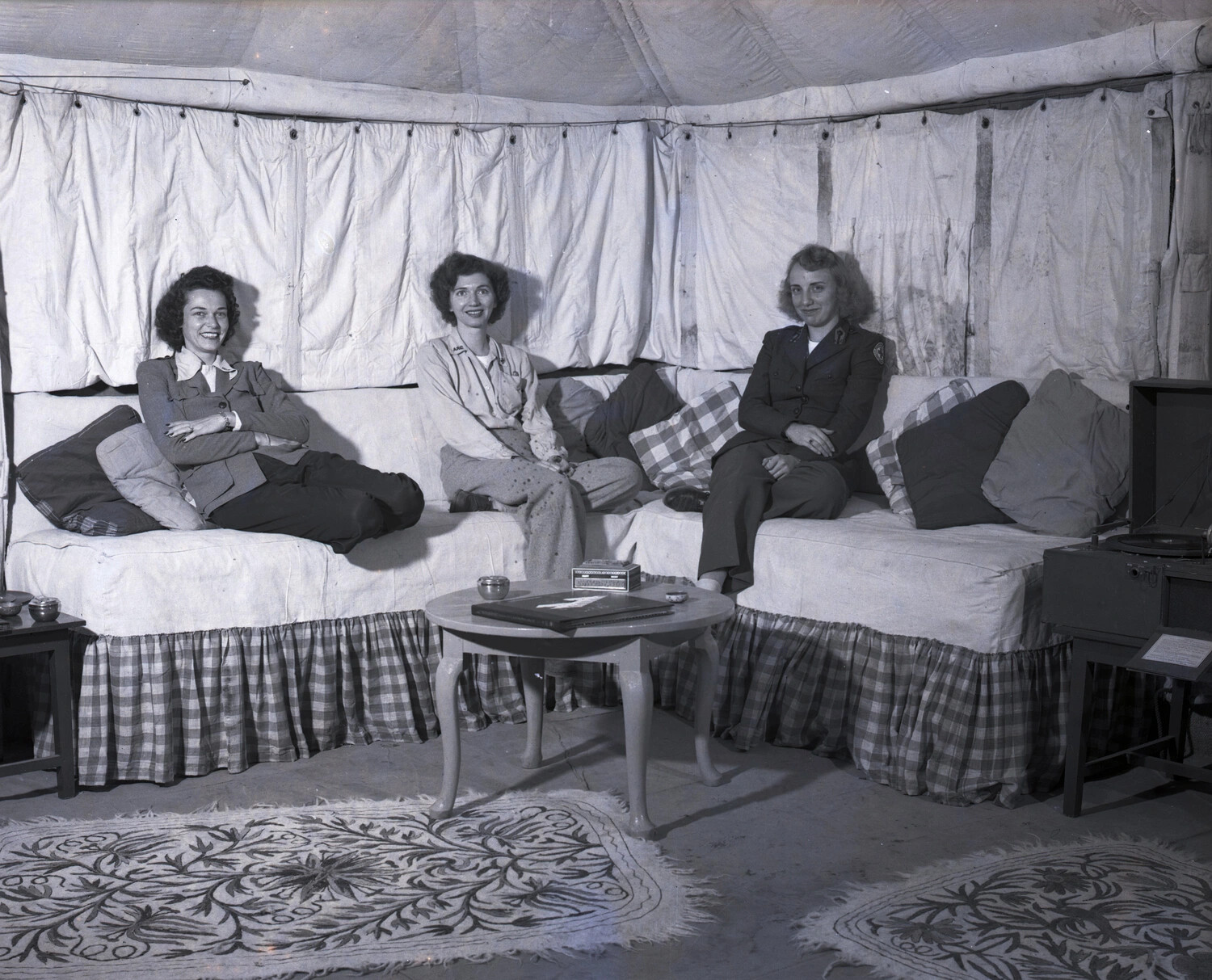 American Red Cross Women in Tent Lounge, Myitkyina, Burma (CBI Theater)