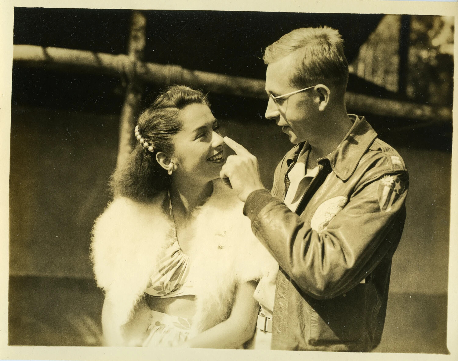 Airman and Companion, Myitkyina Visitors Photograph, CBI Theater, WWII