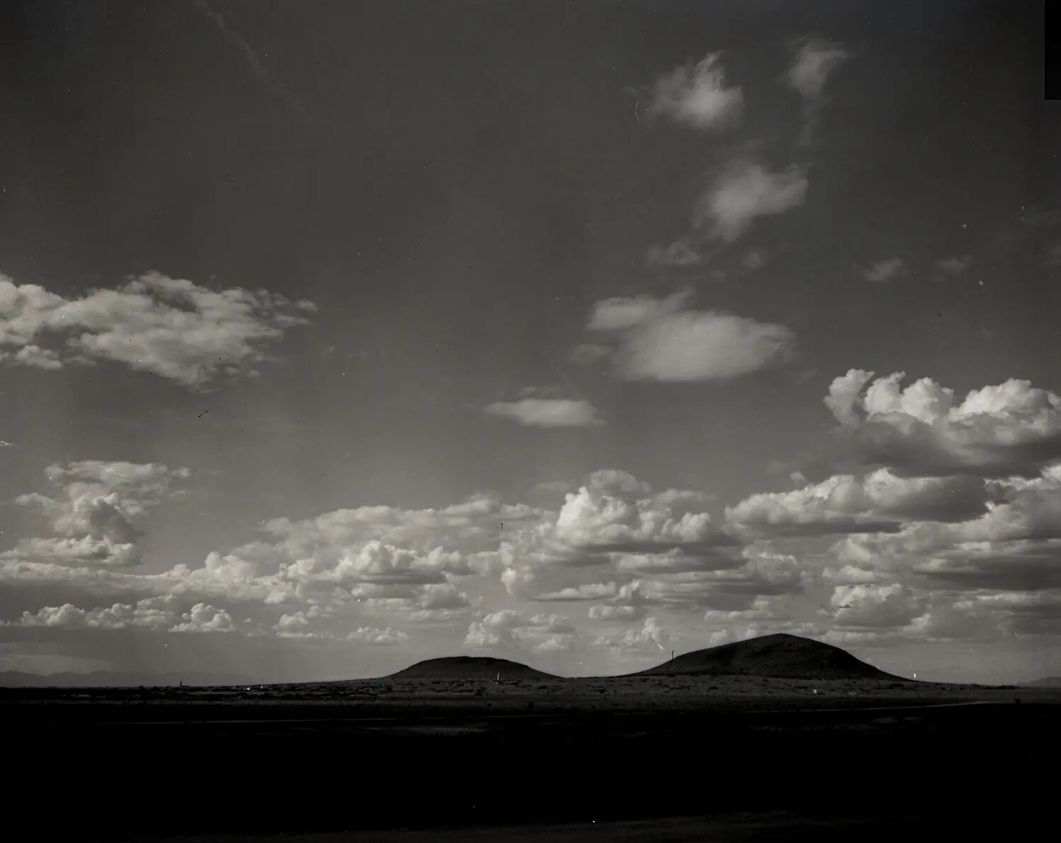 Twin Cinder-Cone Hills at a Desert Missile Test Range