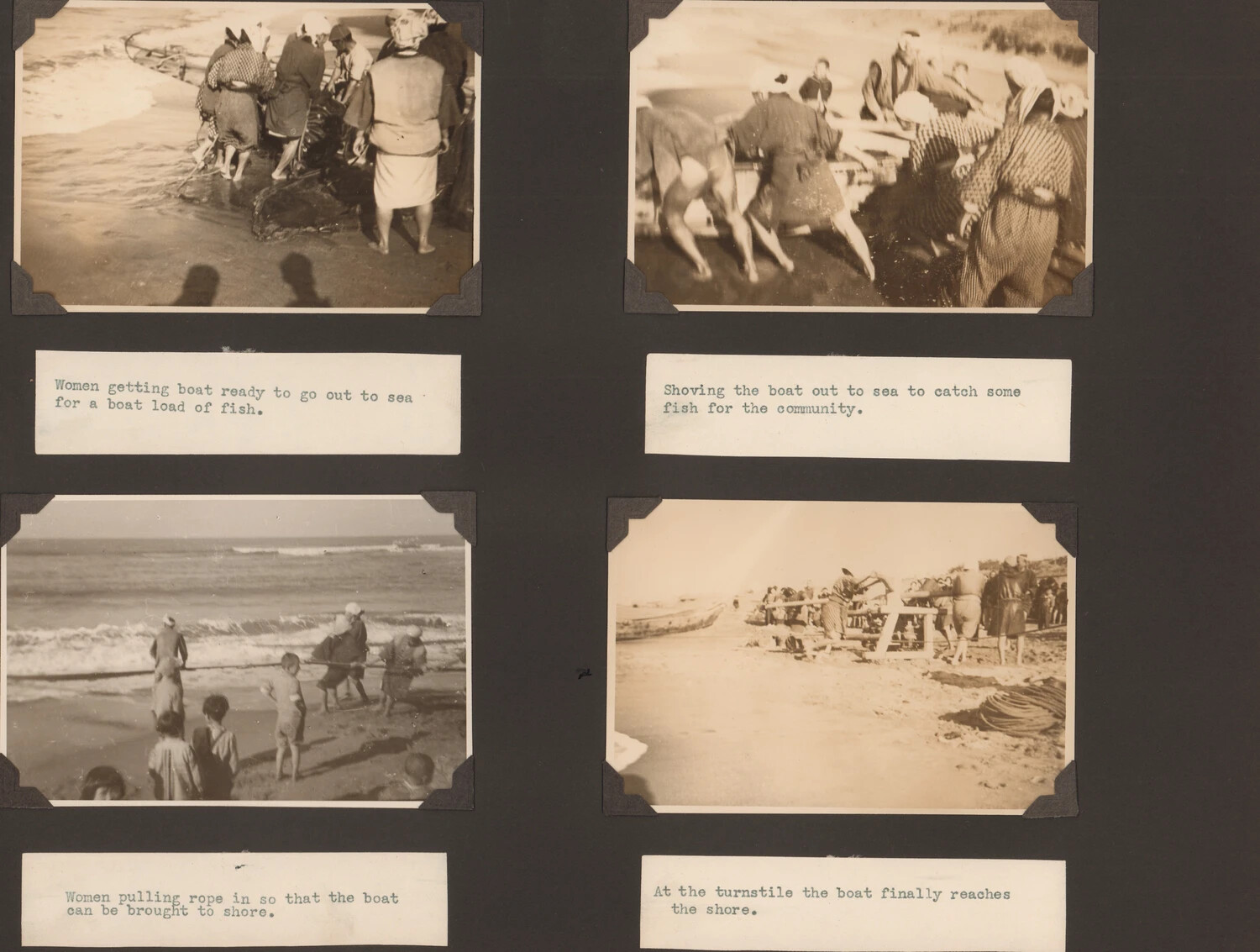 Album Page: Japanese Coastal Fishing Village Scenes, WWII/Occupation-Era Photo Album