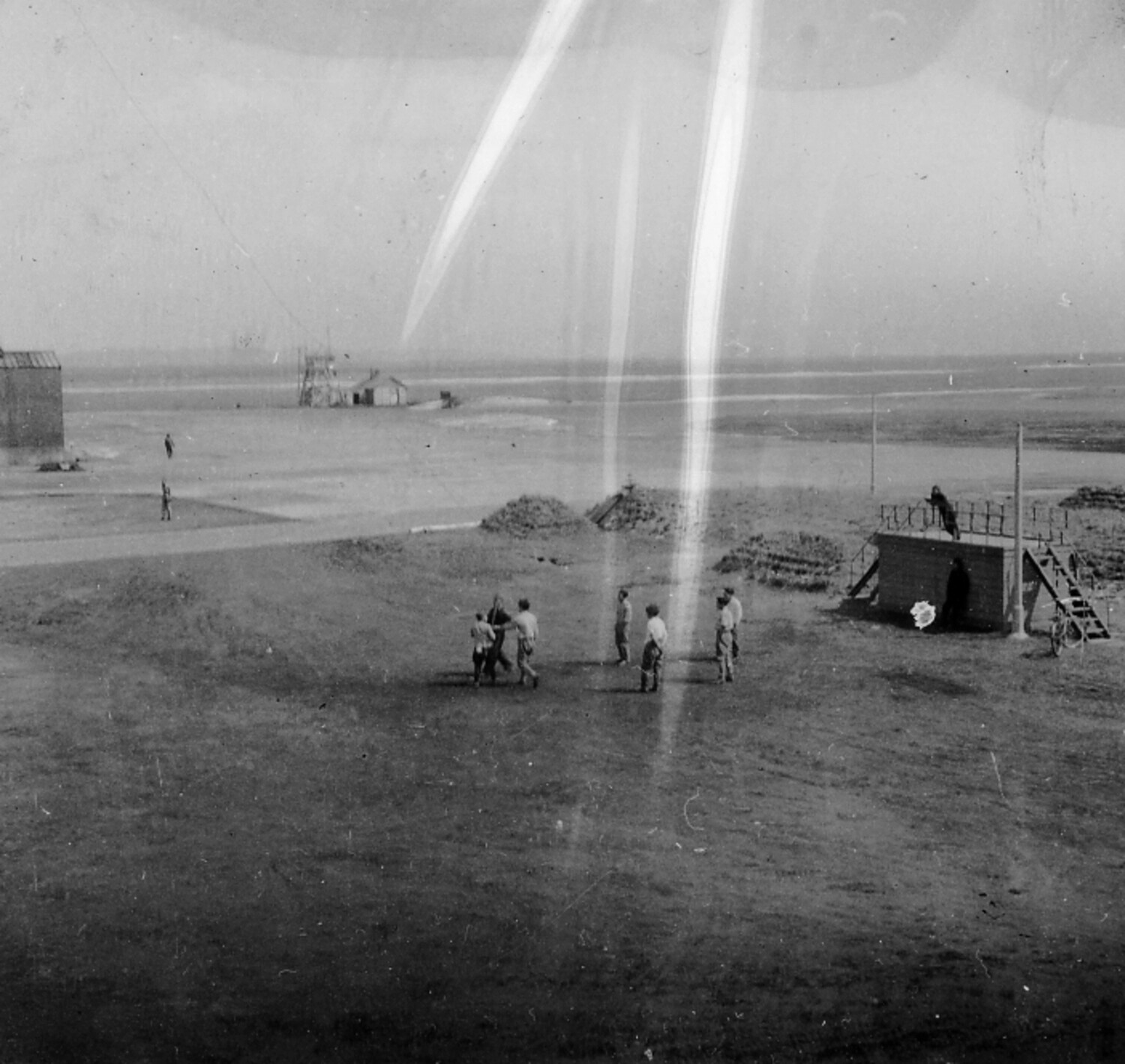 Base Perimeter Scene with Watchtower and Guard Shack, Postwar Japan, Late 1940s-1950s
