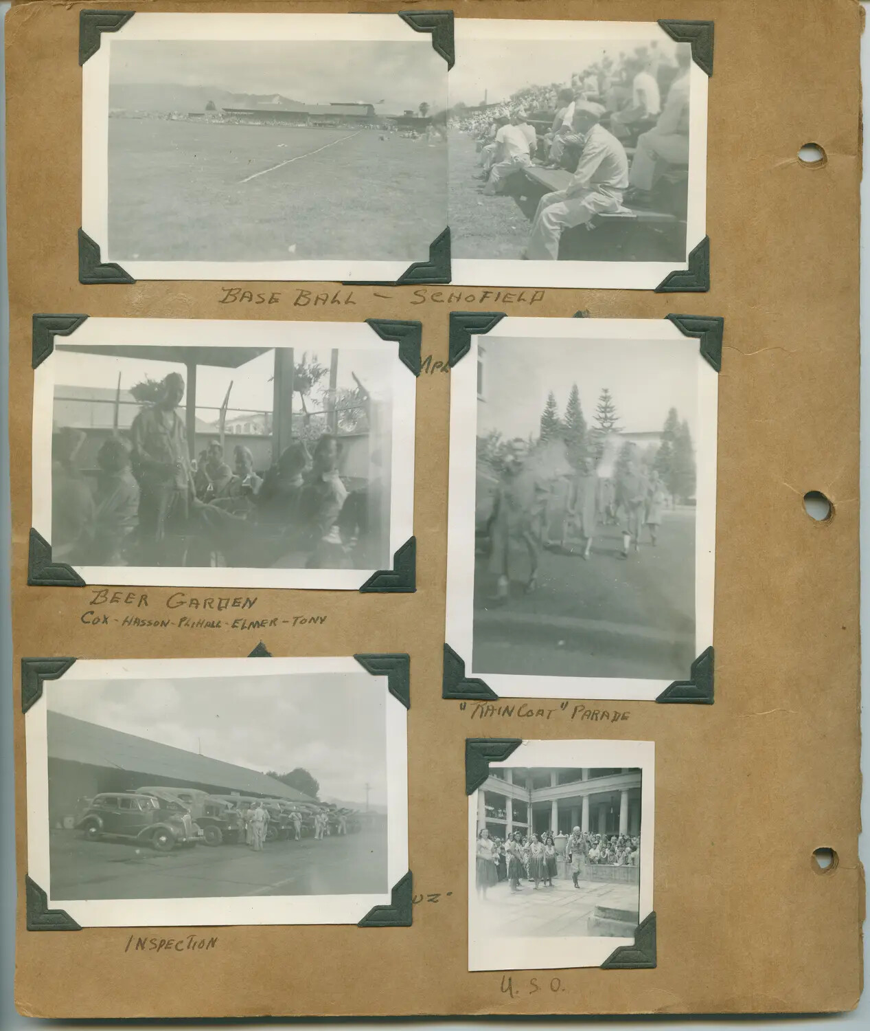 Scrapbook Page: Schofield Barracks Off-Duty Life, Hawaii, WWII