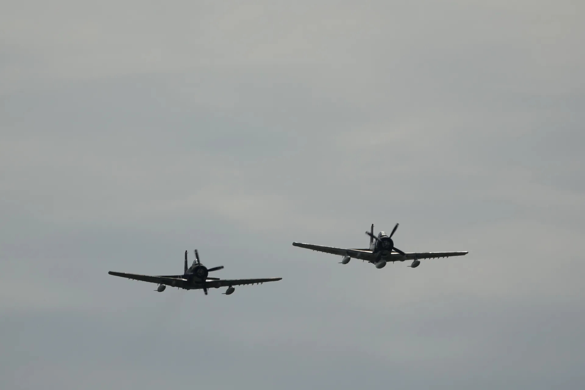 Two A-1 Skyraiders in Head-On Formation Flight, A-1 Skyraider Association Event, May 2019