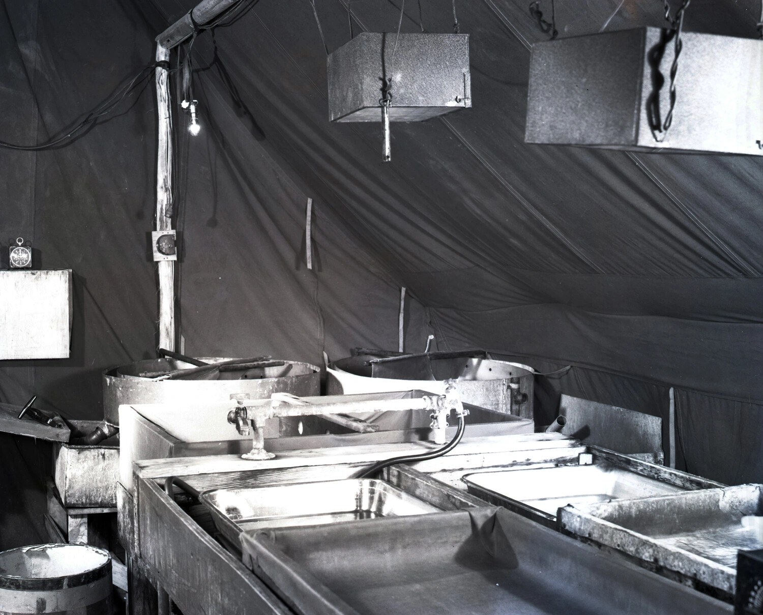 Interior of Field Photographic Laboratory Tent, WWII China-Burma-India Theater