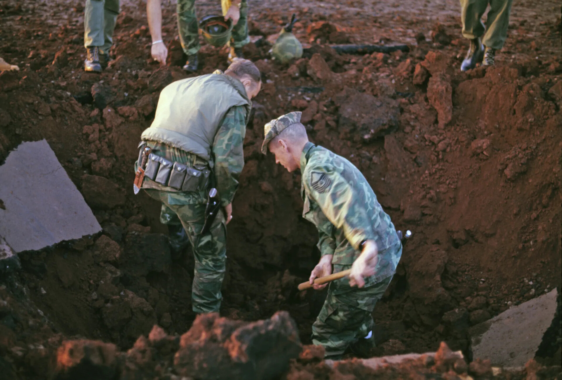 Airmen Digging Excavation Pit at Vietnam-Era Airbase