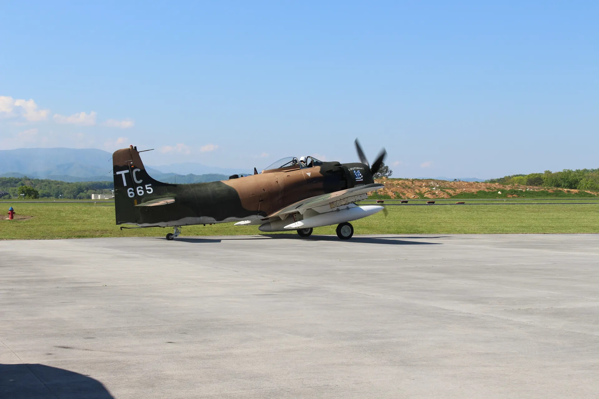 Restored A-1 Skyraider 'TC 665' Taxiing at Airshow