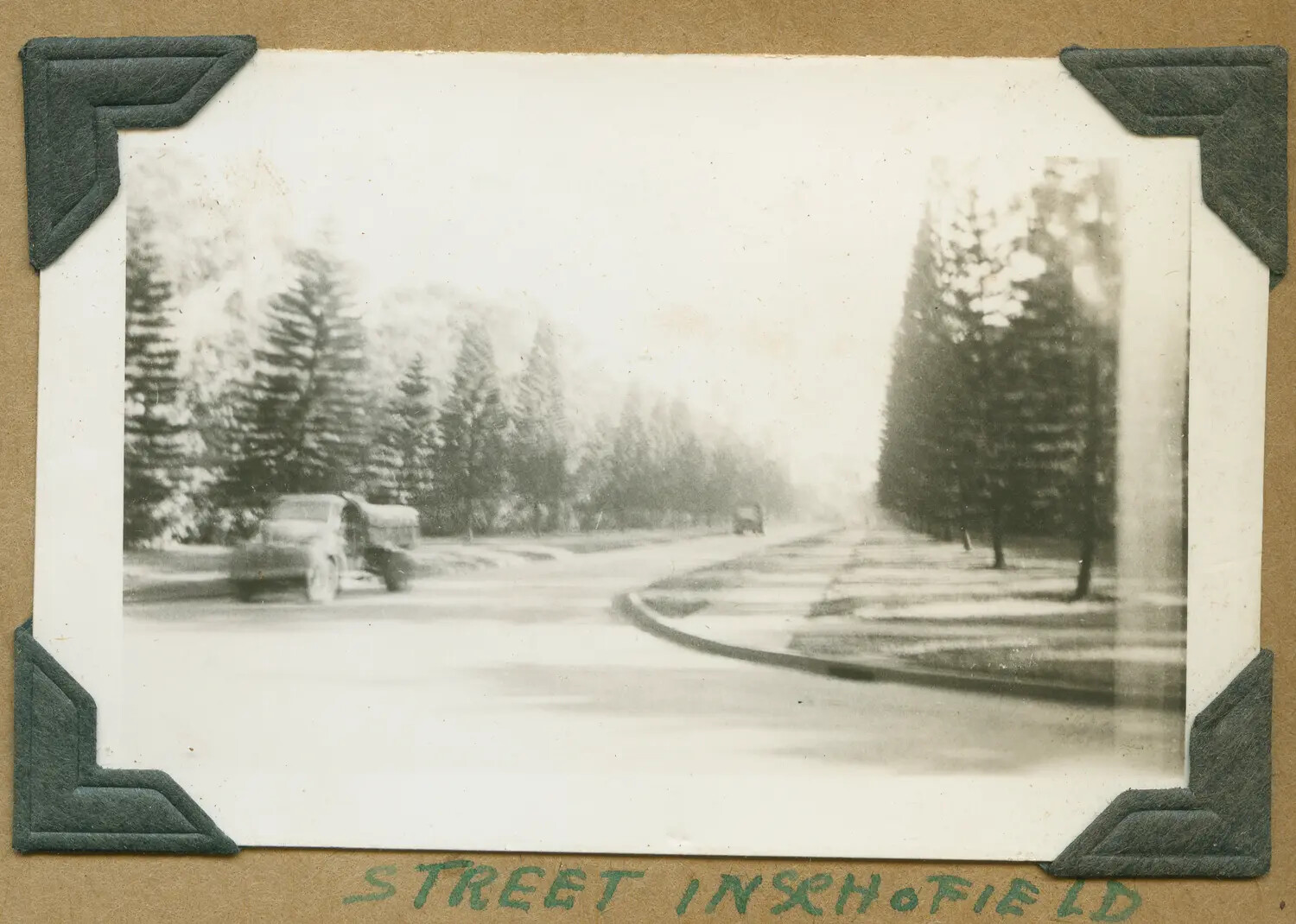 Street in Schofield Barracks, Oahu, Hawaii - WWII-Era Photo Album Page