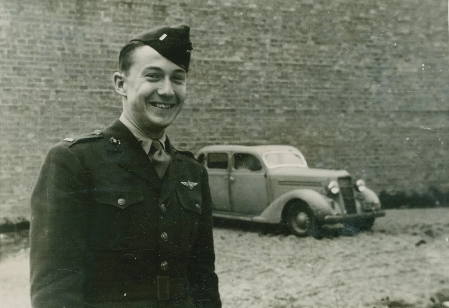 Portrait of a Young WWII-Era Aviator in Service Dress Uniform