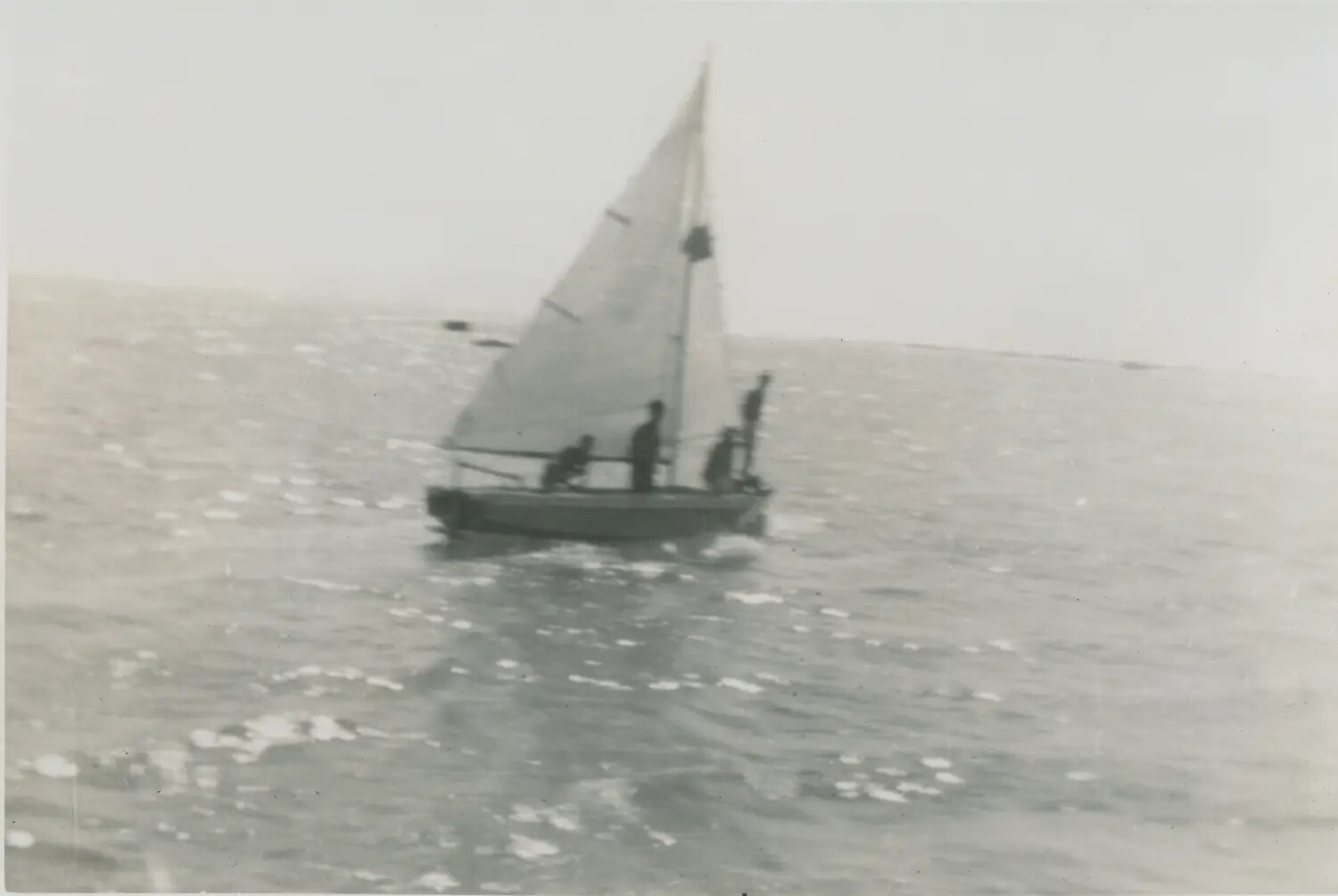 Small Sailboat with Three Crew Members at Sea, Edward P. McAleer Collection