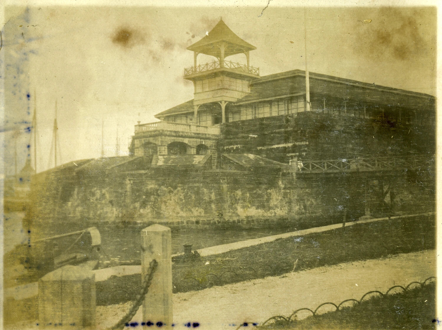 Fortified Waterfront Structure with Signal Tower, Manila, Philippines, Early 1900s