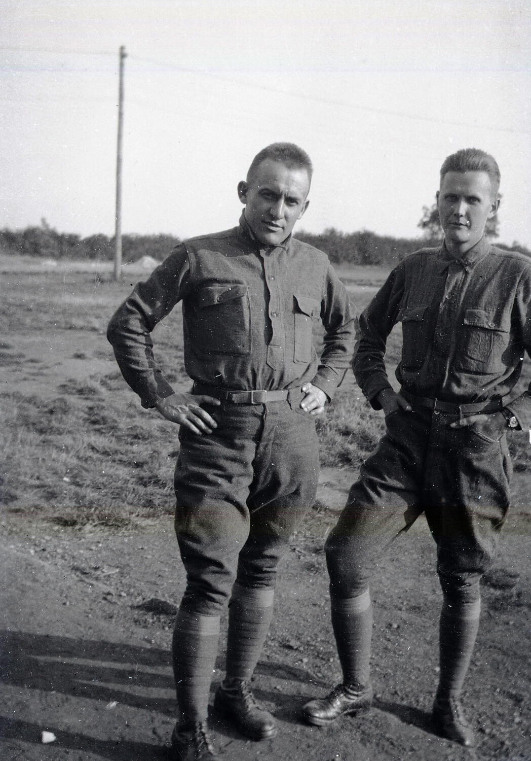 Two American Soldiers in Field Uniform, France, World War I Era