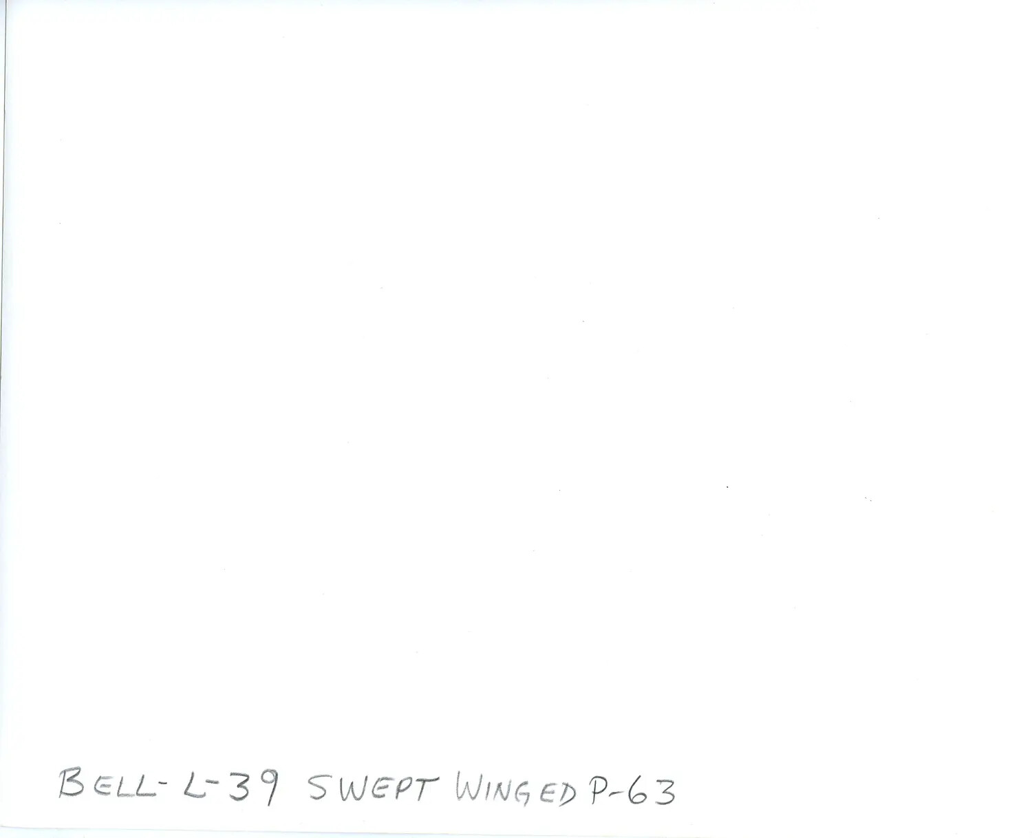 Archival Caption Card - Bell L-39 Swept-Wing Research Aircraft (Based on P-63)