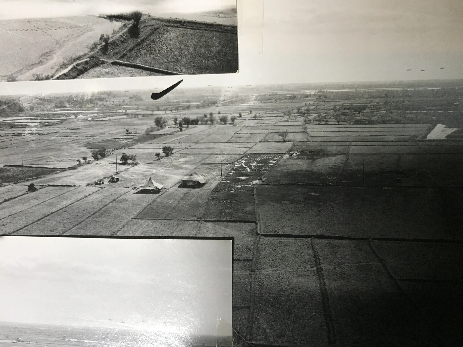 Album Page View of Aerial Tent Encampment and Field Terrain, 312th Bomb Group
