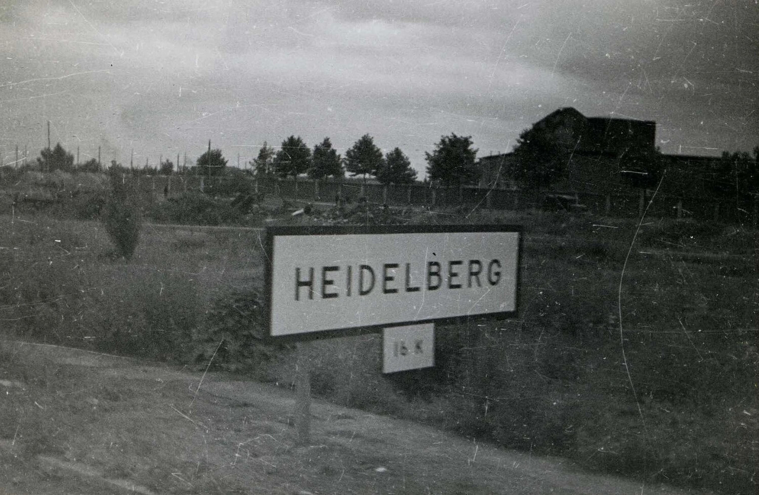 Road Sign Marking Approach to Heidelberg, Germany, WWII European Theater