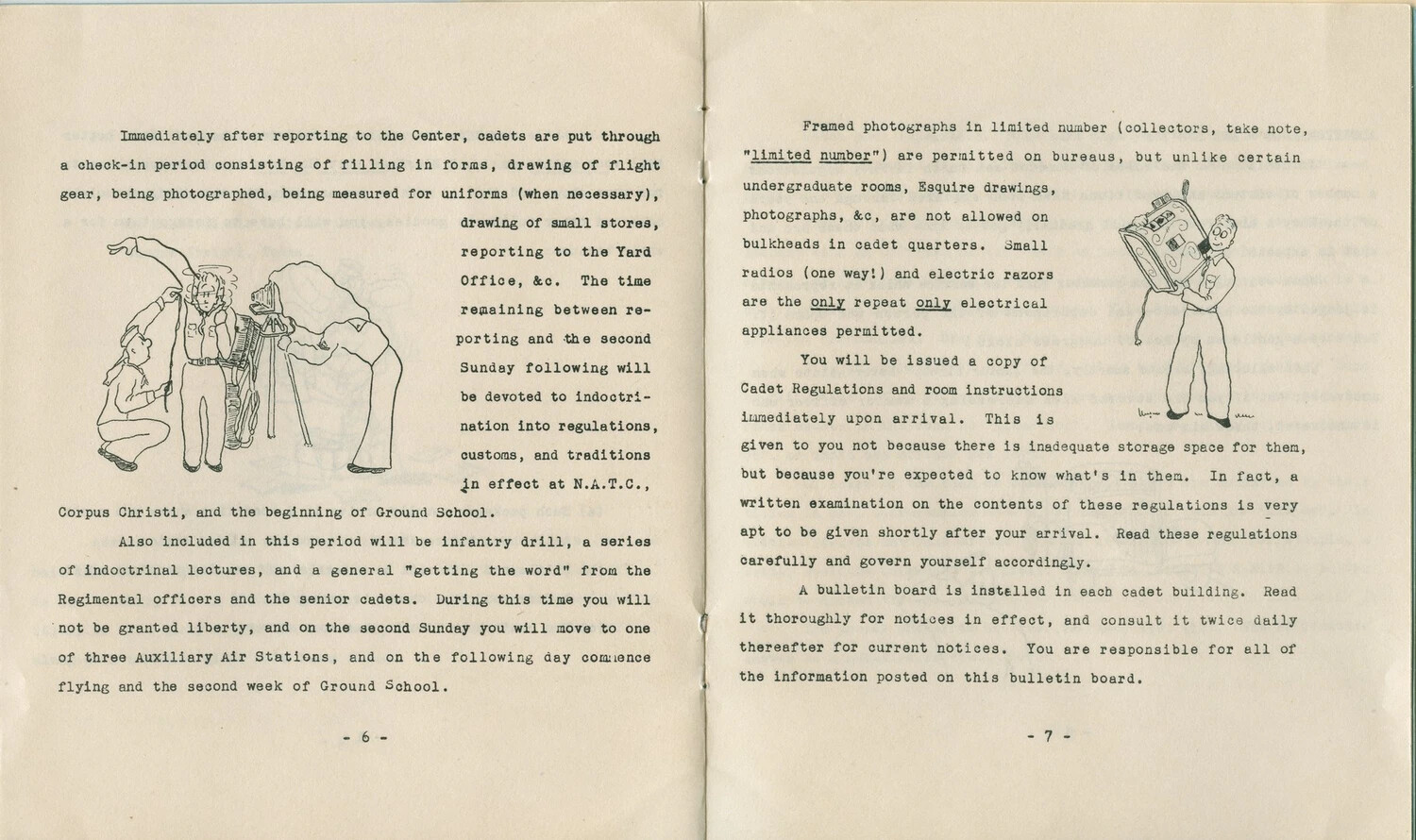 Printed Page Spread, Naval Aviation Cadet Regulations Booklet, N.A.T.C. Corpus Christi