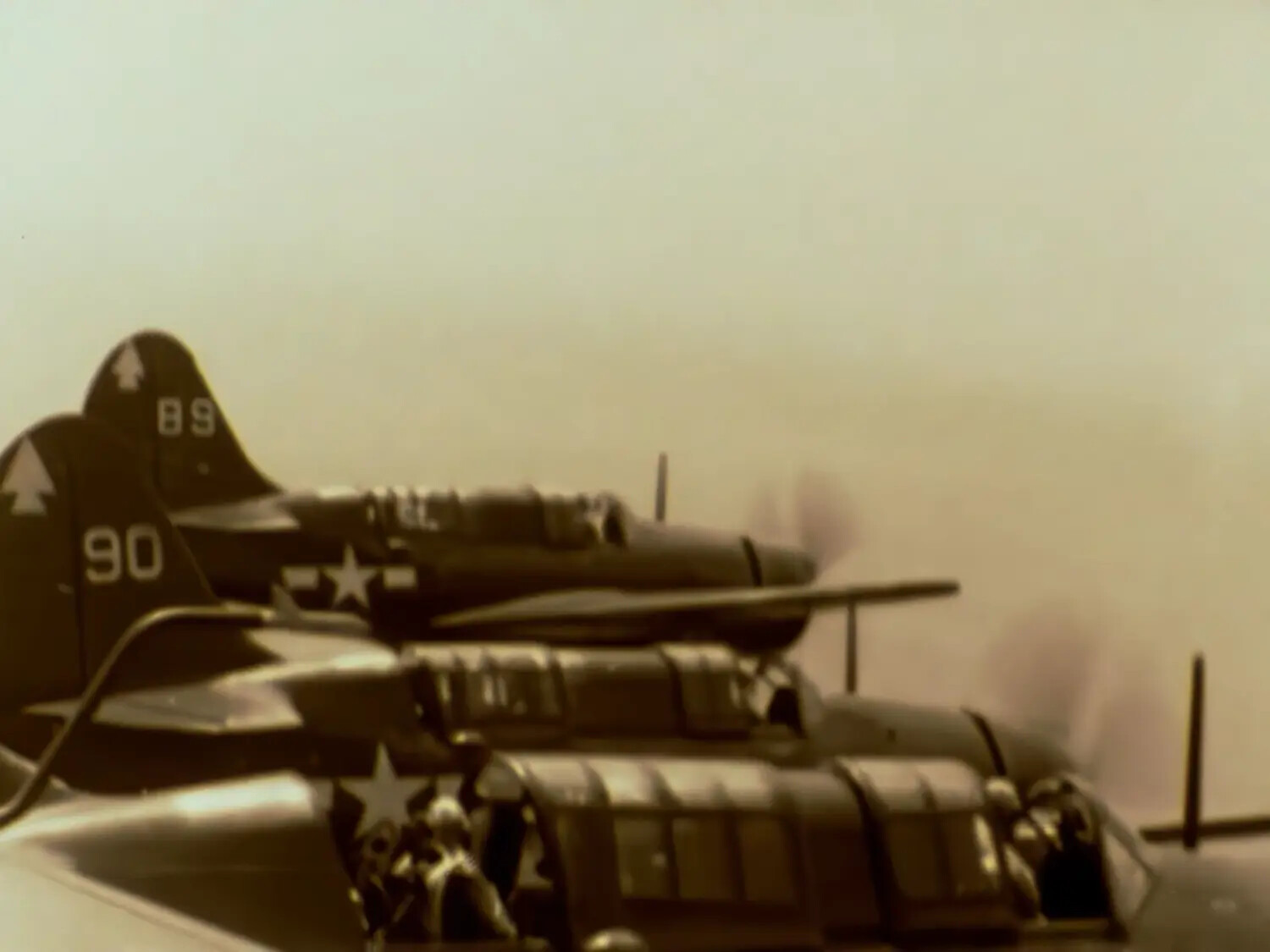 U.S. Navy Carrier Aircraft on Flight Deck, WWII Film Still