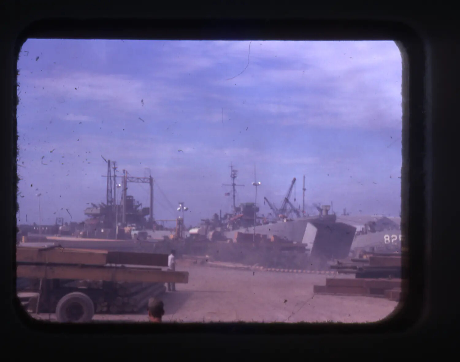 Naval Vessel in Shipyard/Drydock Facility, Cam Ranh Bay Area, Vietnam War Era