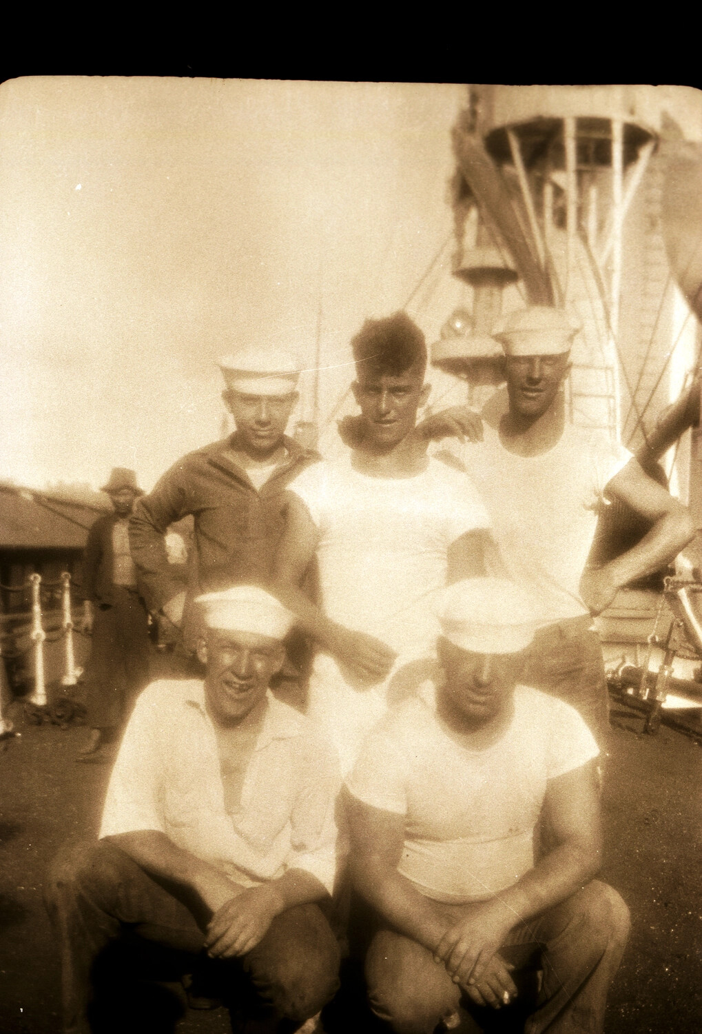 U.S. Navy Sailors Aboard Gunboat, China Station, 1930s