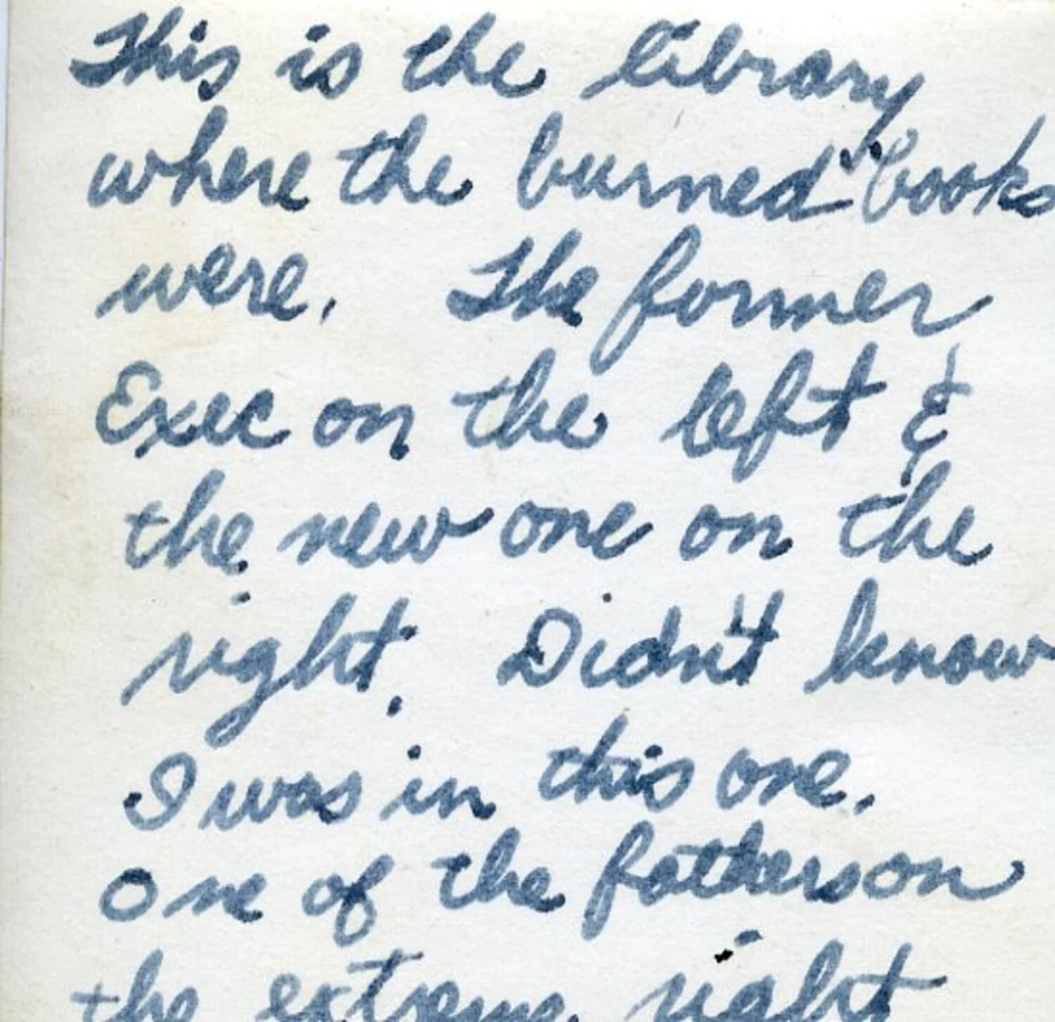 Handwritten Caption Note Describing a Damaged Library and Personnel, Hiroshima Album
