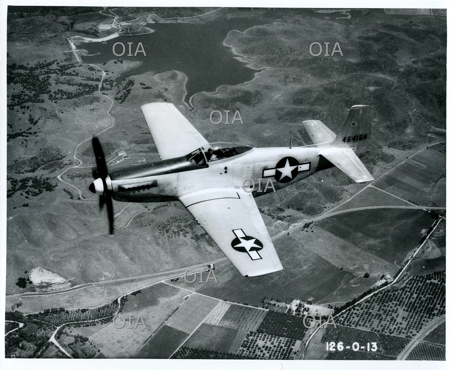 North American P-51H Mustang in Flight, Aerial Test/Publicity Photograph, Tail No. 464164