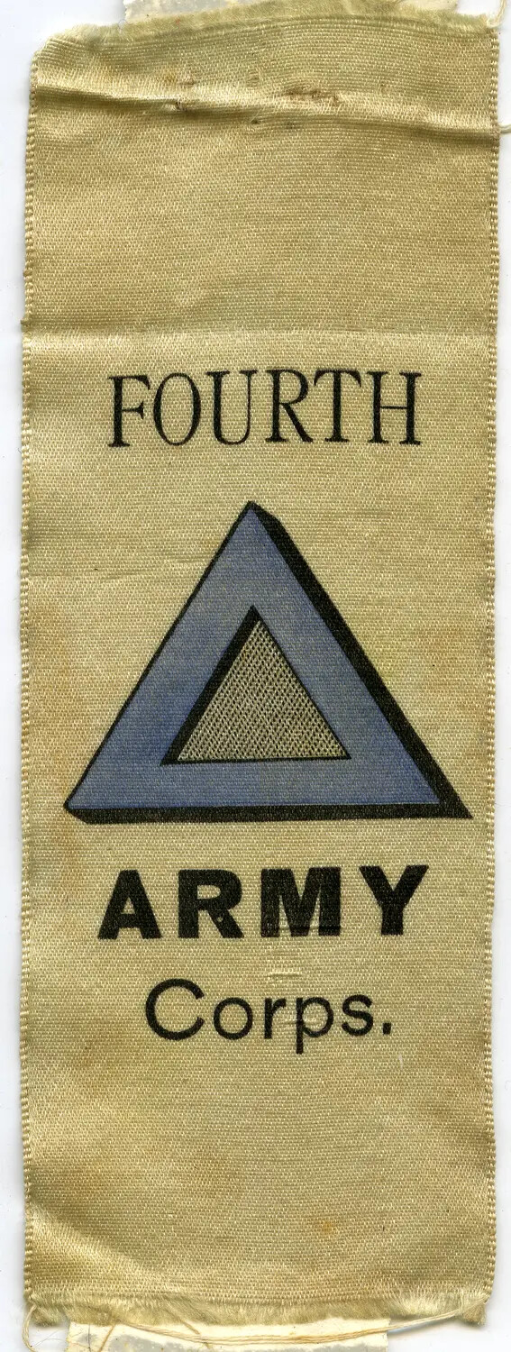 Fourth Army Corps Souvenir Ribbon with Triangular Unit Insignia
