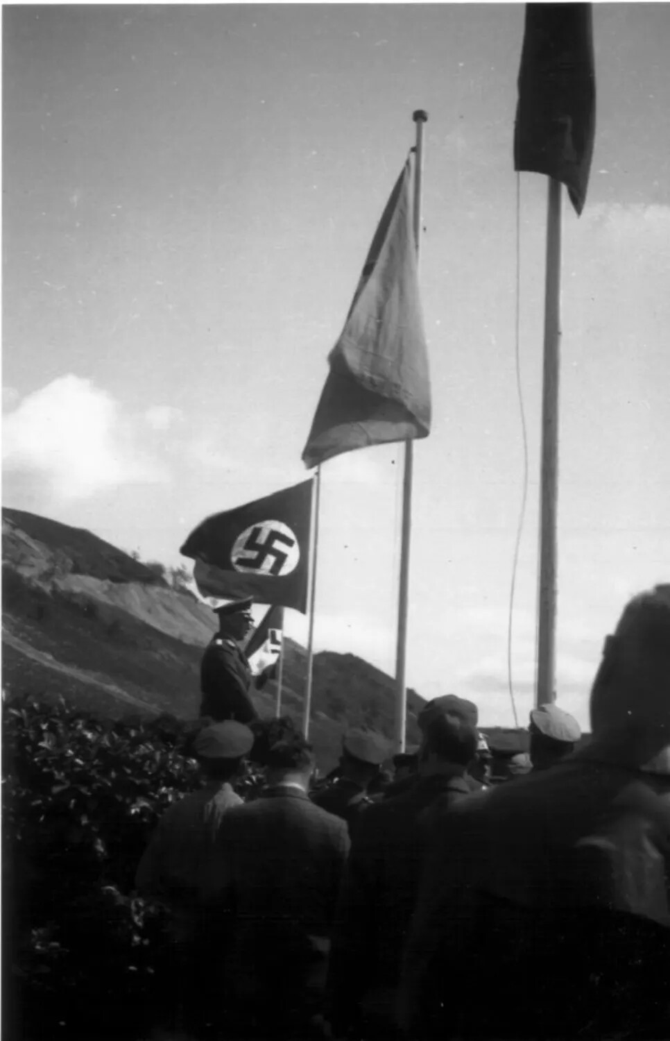 German Wehrmacht Flag Ceremony in Mountainous Terrain, WWII, c. 1940-1944