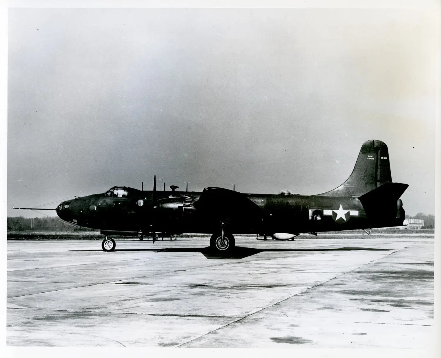 U.S. Navy Twin-Engine Patrol Bomber, Right Profile View on Ramp