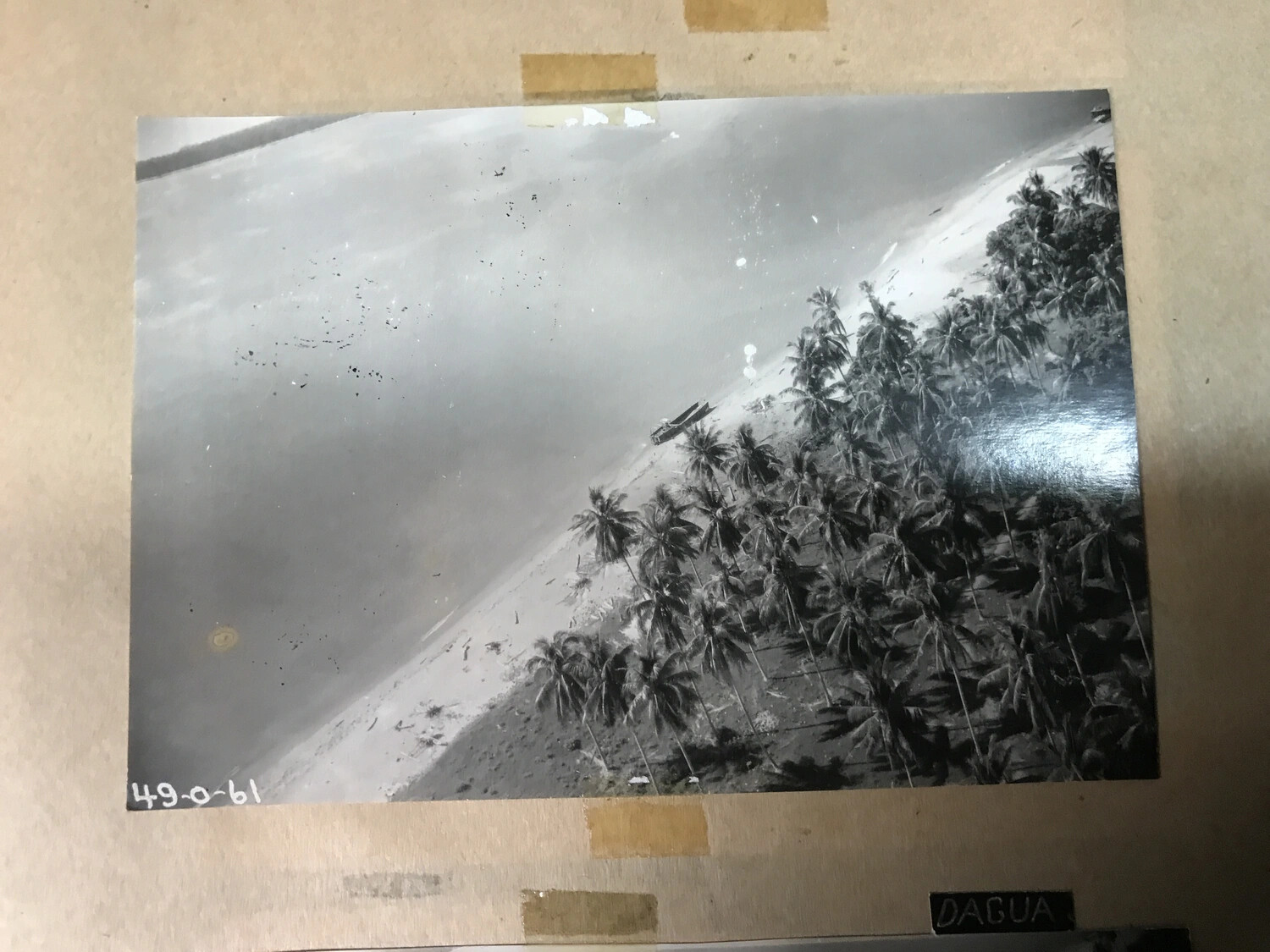 Album Page: Aerial Photograph Near Dagua Airfield, New Guinea, with Original Label