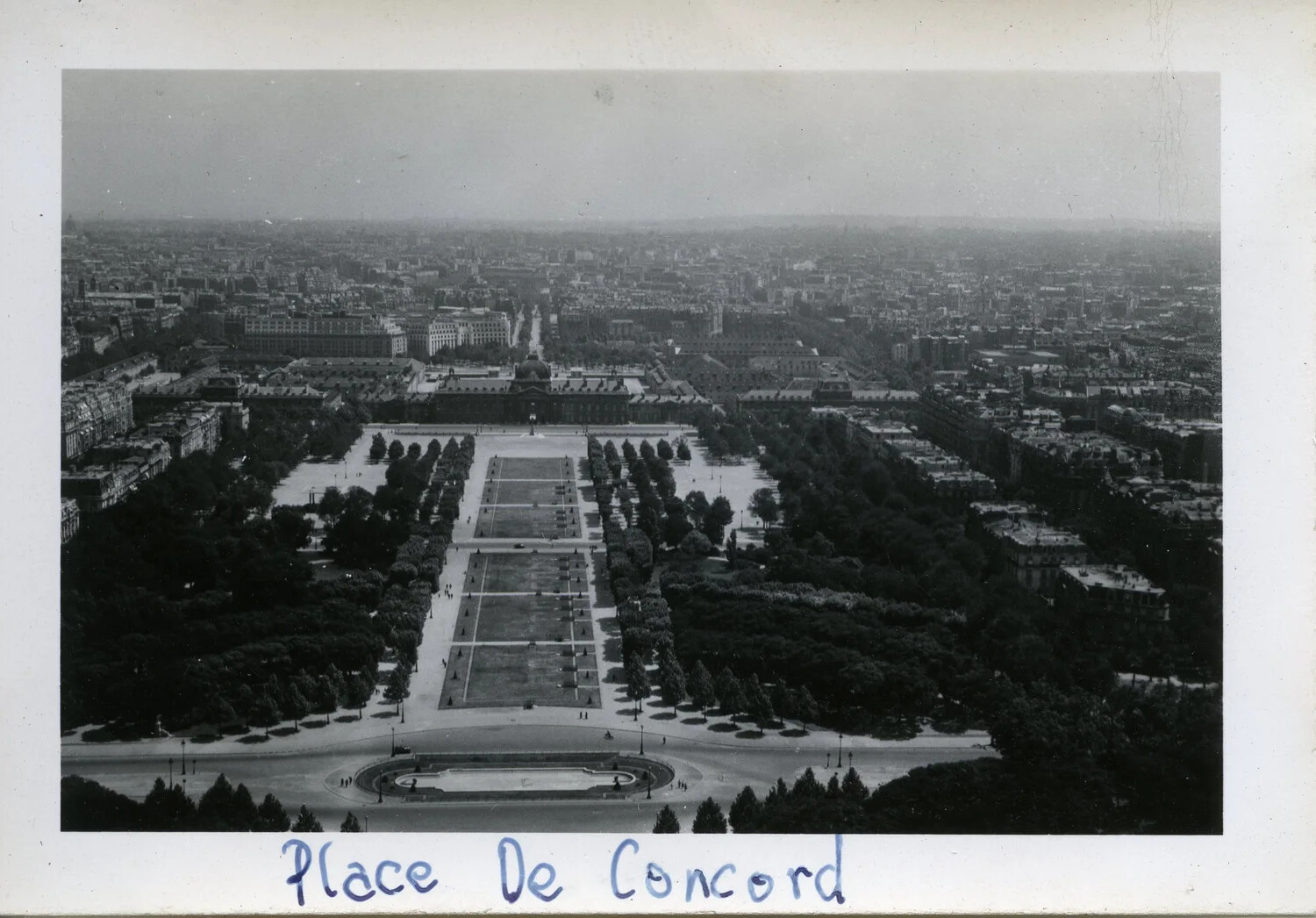 Elevated View of Paris from the Eiffel Tower, Captioned 'Place De Concord' (Norman Baget WWII Collection)