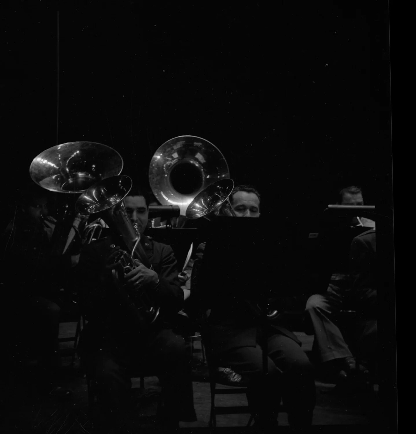 Brass Section of Military Band in Rehearsal - Sousaphone and Baritone Horn Players