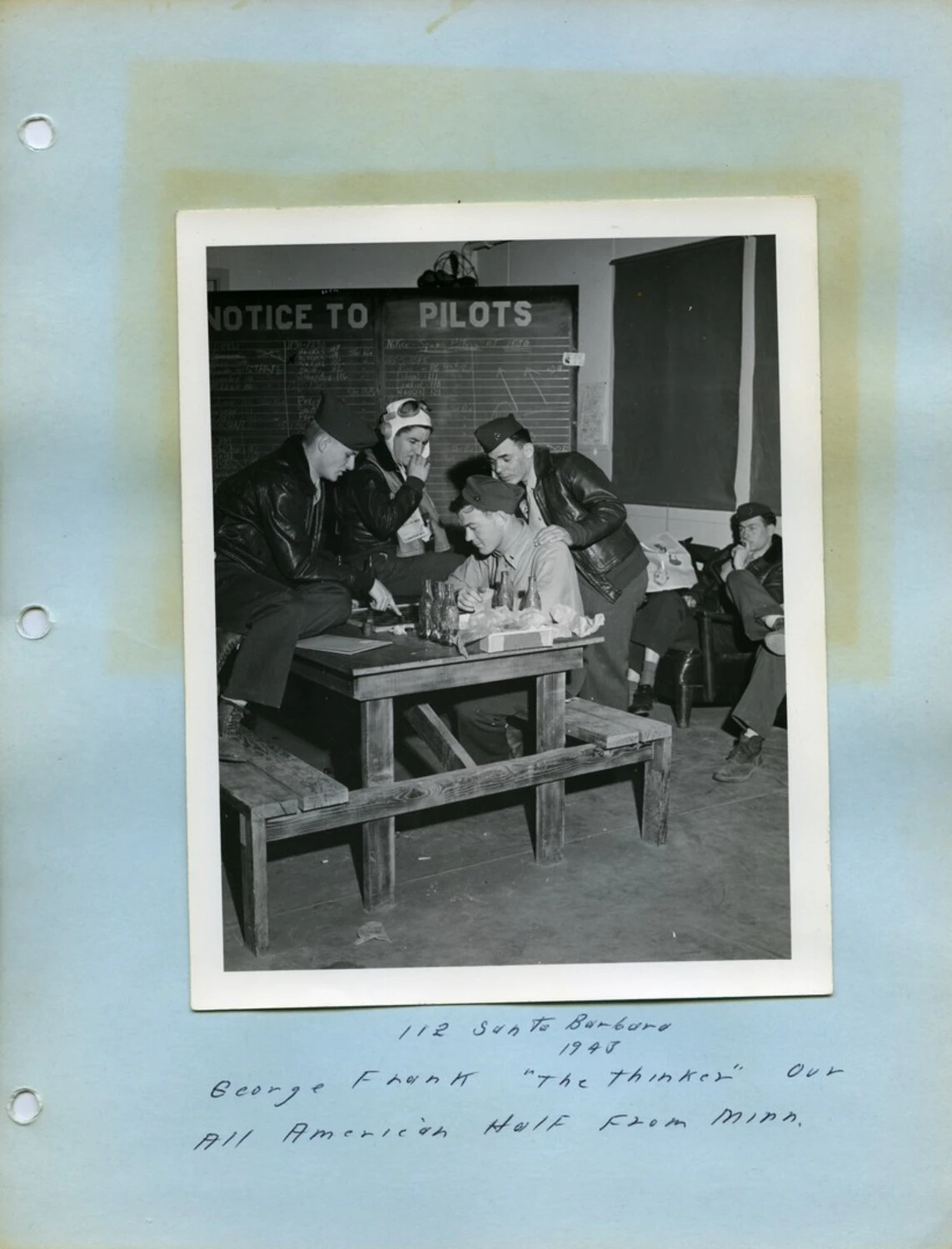 Naval Aviators in Ready Room, NAS Santa Barbara, 1945 - 'George Frank, The Thinker' - Pat McAleer Album