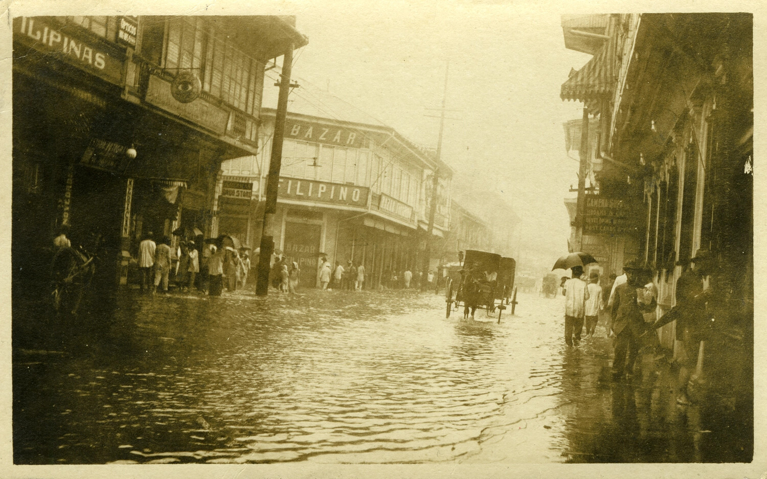 Flooded Manila Street Scene, Early 1900s Philippines
