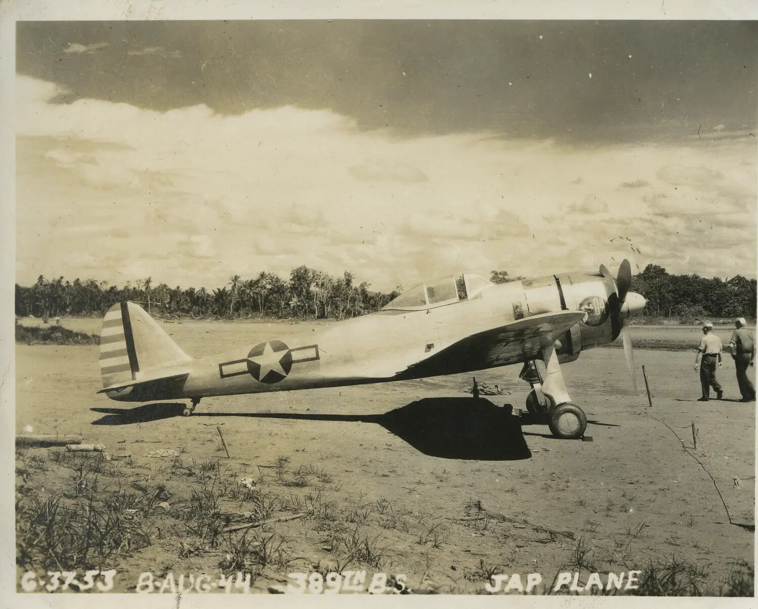 Captured Japanese Fighter Aircraft with U.S. Markings, 389th Bomb Squadron, 312th Bomb Group, 8 August 1944