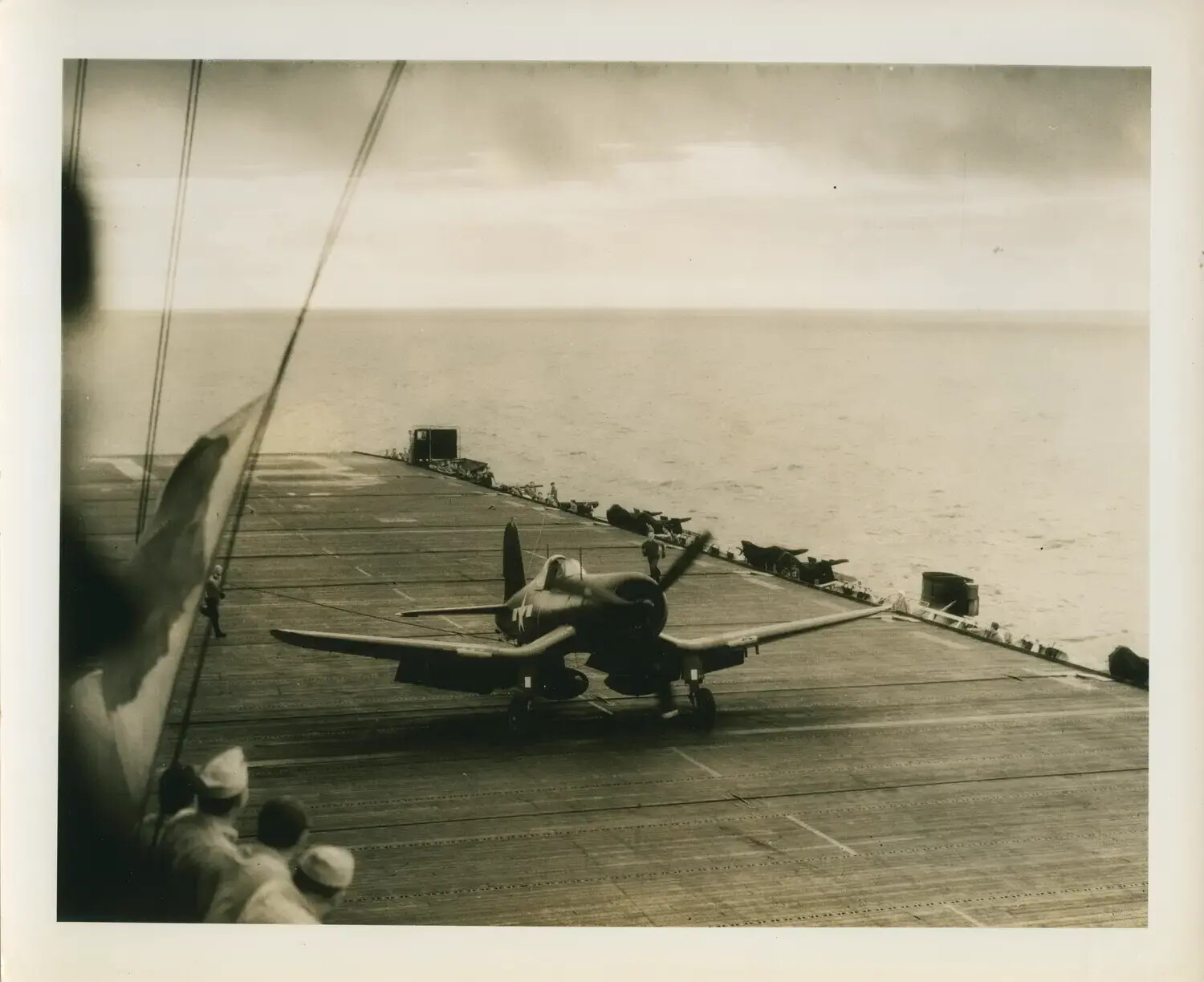 Grumman FM-2 Wildcat Fighter on Catapult, USS Petrof Bay (CVE-80)