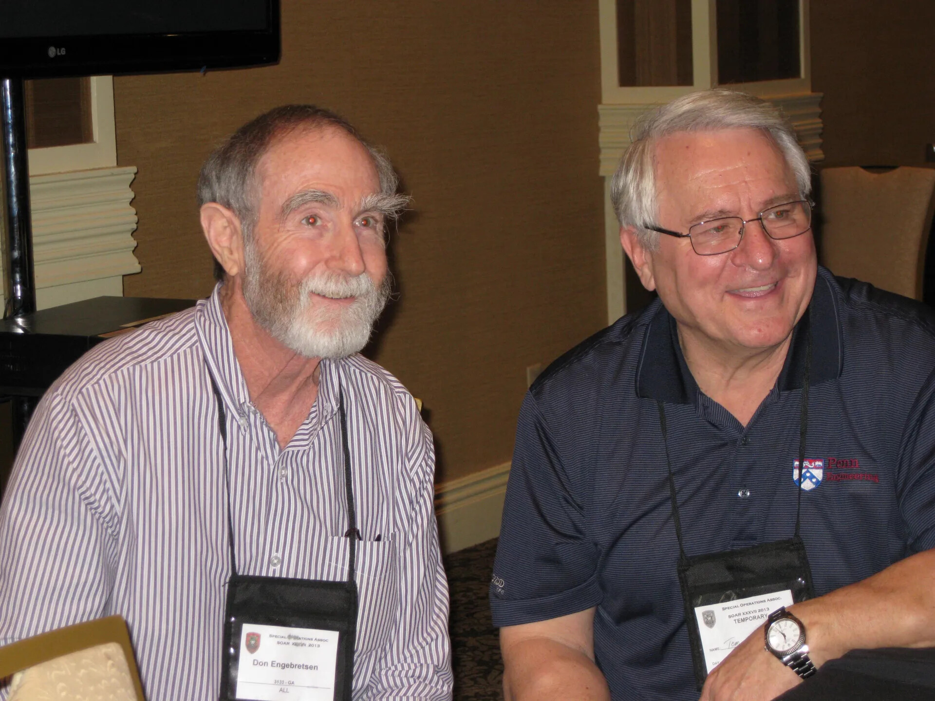 Don Engebretsen and a Temporary-Badged Attendee, Special Operations Association Reunion XXXVII, Las Vegas, 2013