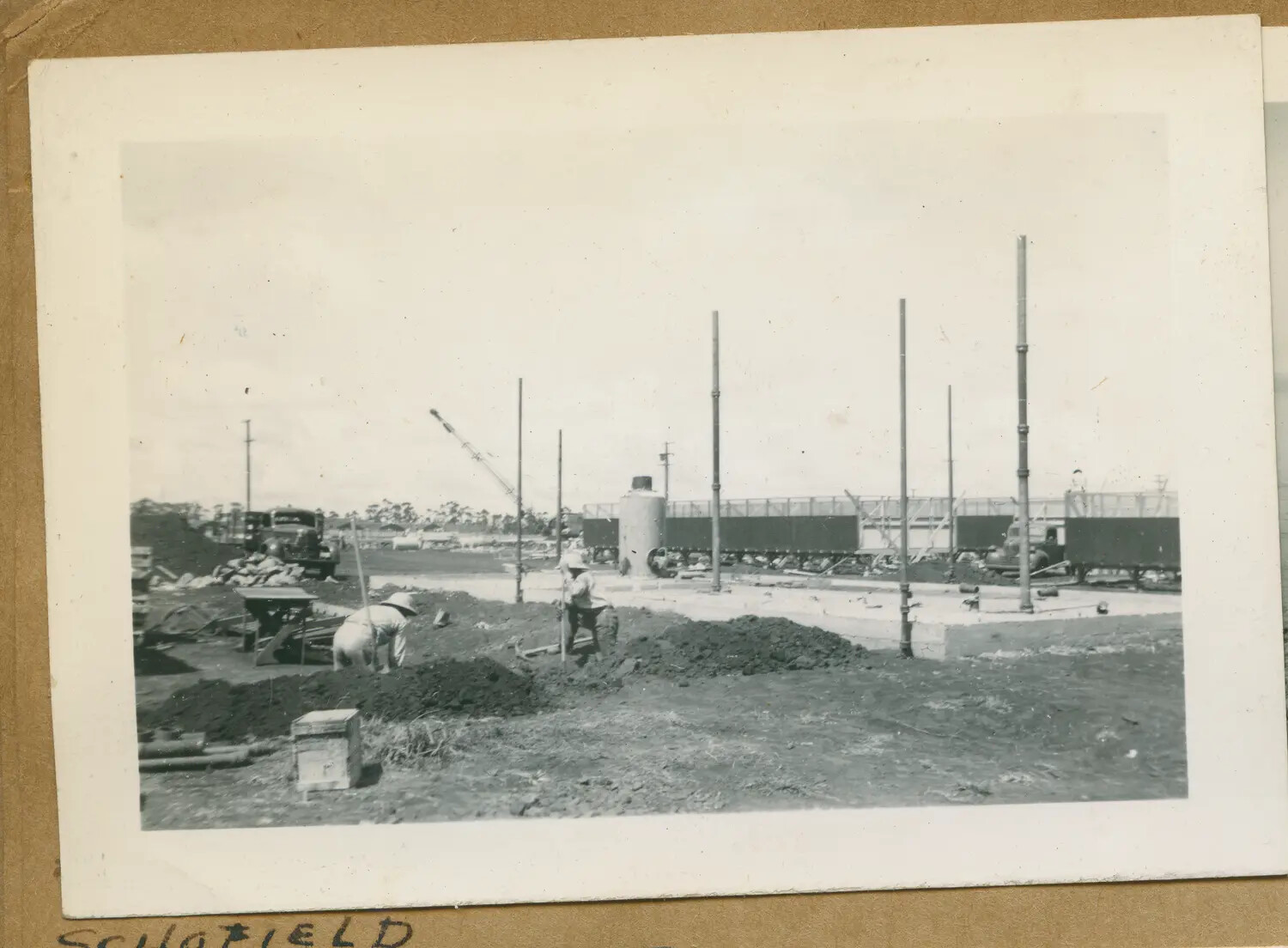 Construction Site at Schofield Barracks, Oahu, Hawaii Territory, WWII Era