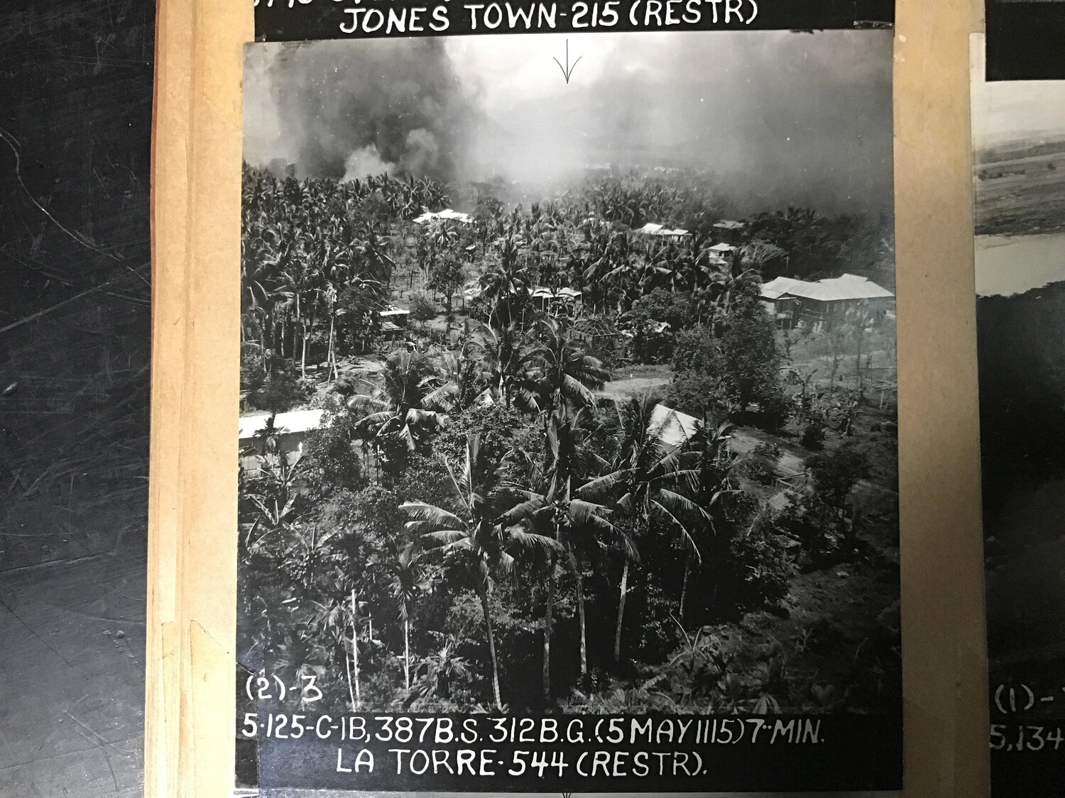 Official Strike Photograph No. 544(RESTR), 387th Bomb Squadron, 312th Bomb Group, La Torre, Philippines, 5 May 1945