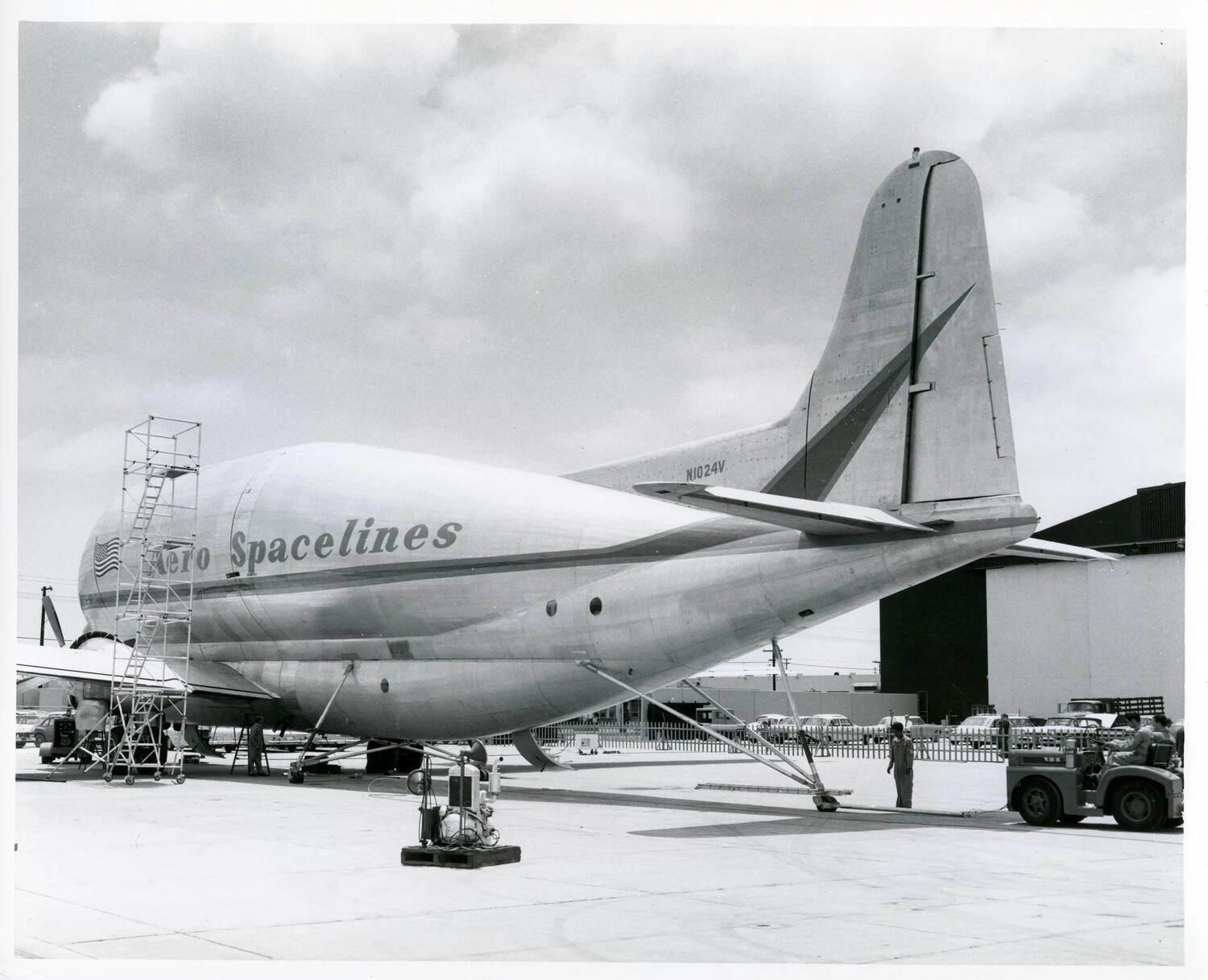 Aero Spacelines 'Pregnant Guppy' Outsized Cargo Aircraft, N1024V, on the Ramp