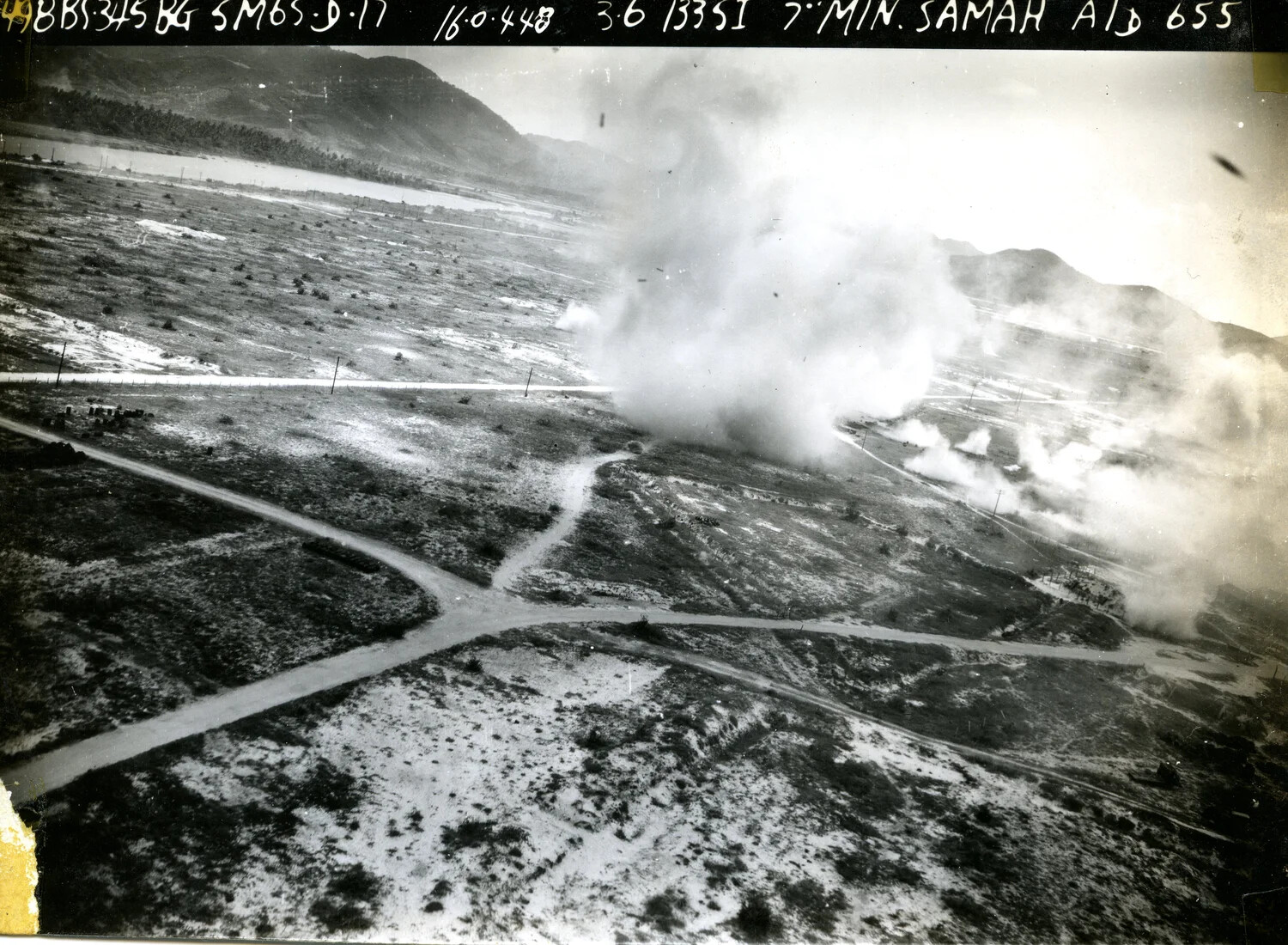 Strike Photo: Bombing Attack on Samah Airdrome, 8th Bomb Squadron, 345th Bomb Group, WWII