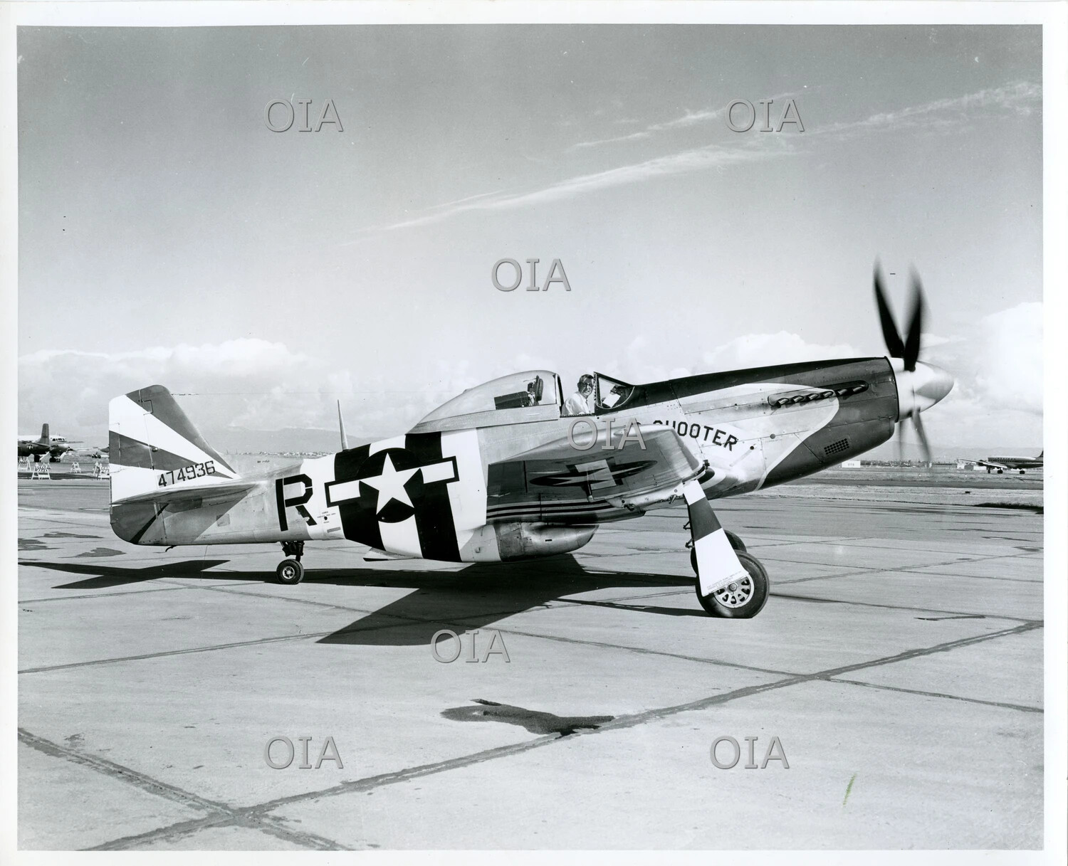North American P-51D Mustang Fighter on Airfield Ramp, Serial 474936